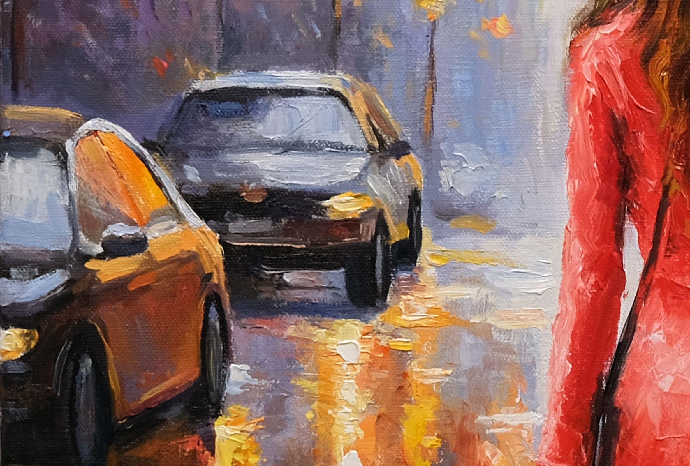 Quadro originale dipinto a mano.  Originale dipinto a olio pieno di dinamismo, toni cromatici e passione. Un dipinto emozionante che cattura l'atmosfera di una giornata di pioggia.   :: Pittura :: Impressionista :: Questo pezzo viene fornito con un