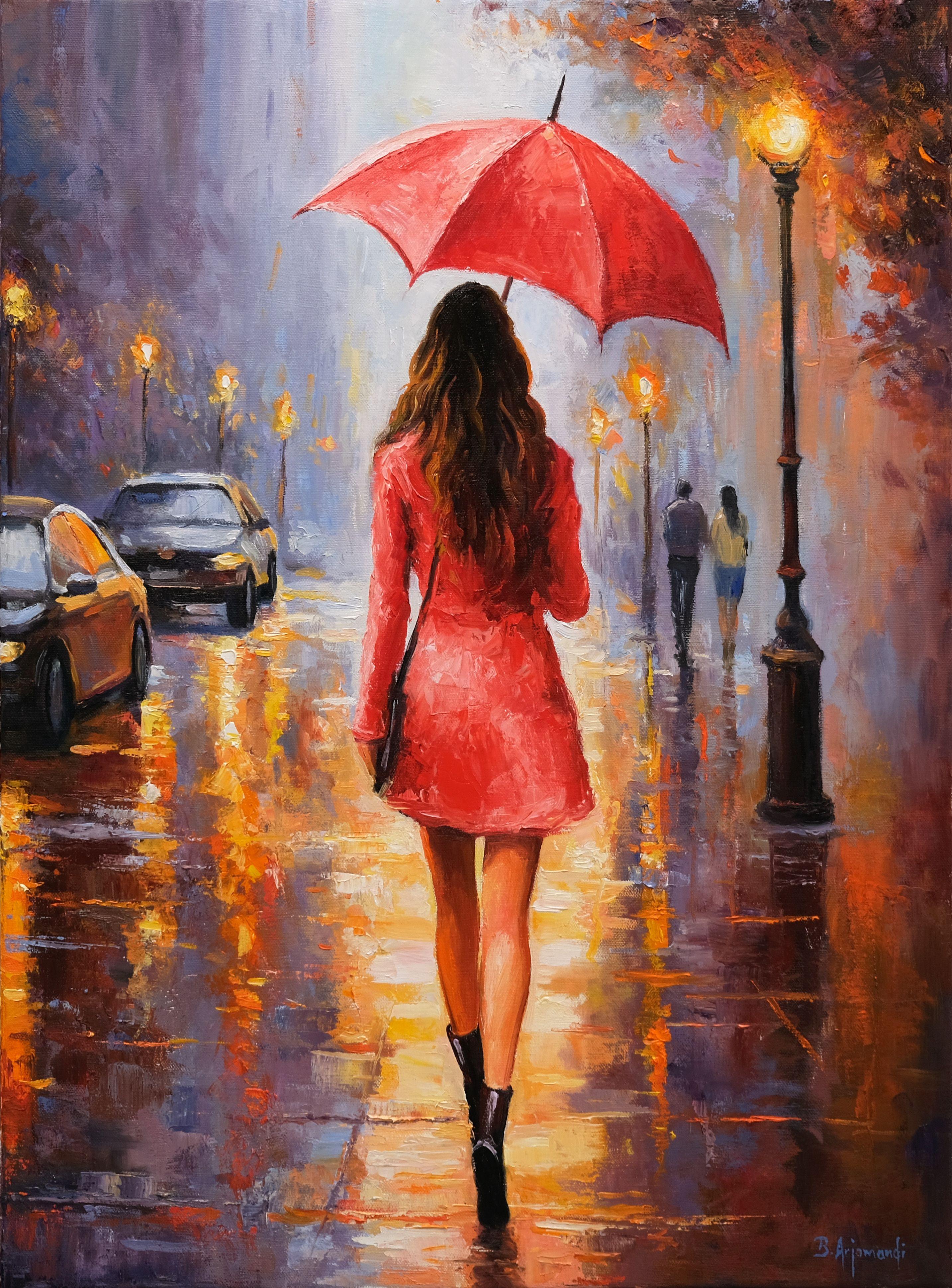 Giornata estiva piovosa, Pittura, Olio su tela - Painting di Behshad Arjomandi