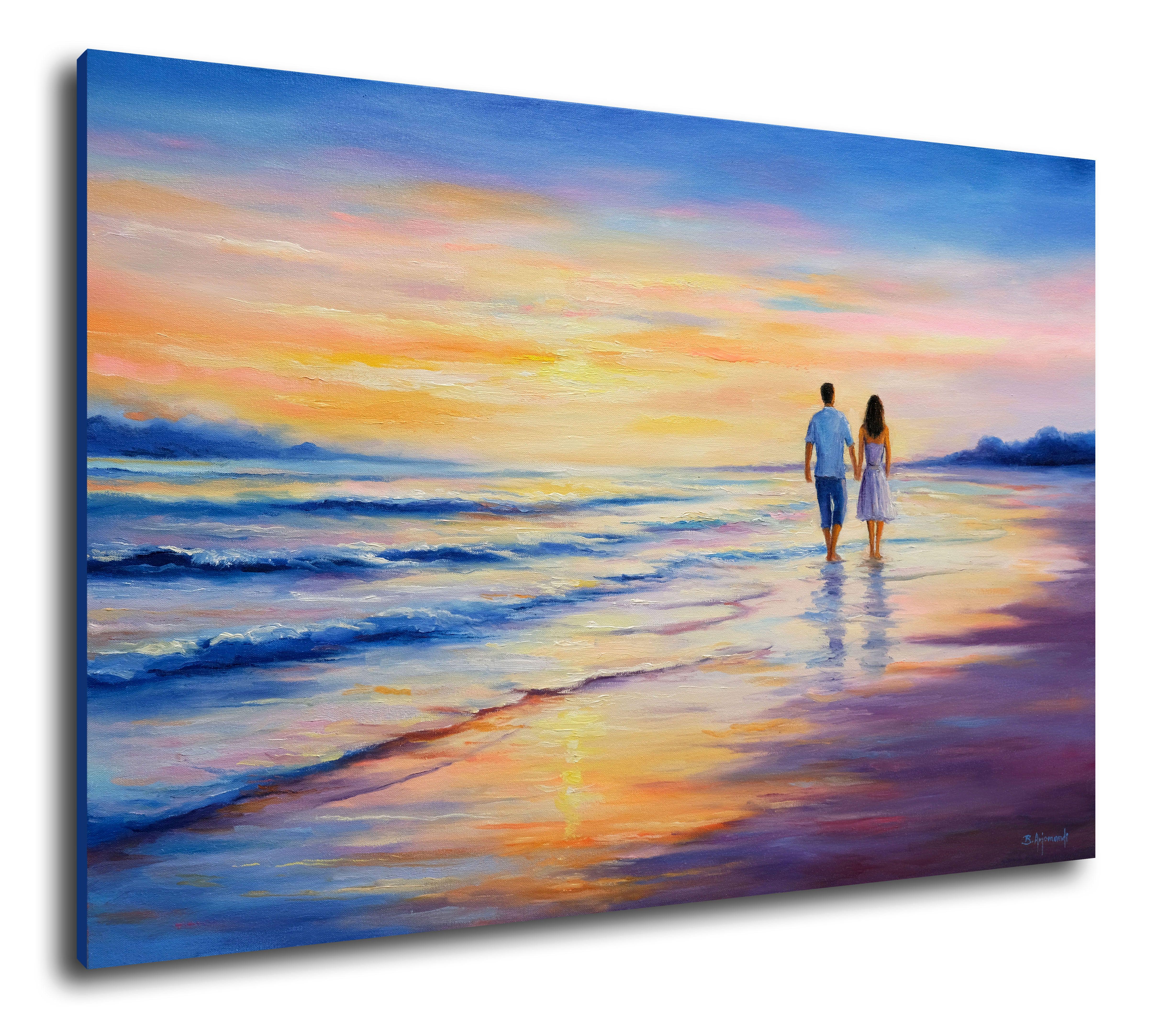 Passeggiata romantica, Pittura, Olio su tela in vendita 2