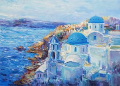 Santorini, Pittura, Olio su pannello di Wood