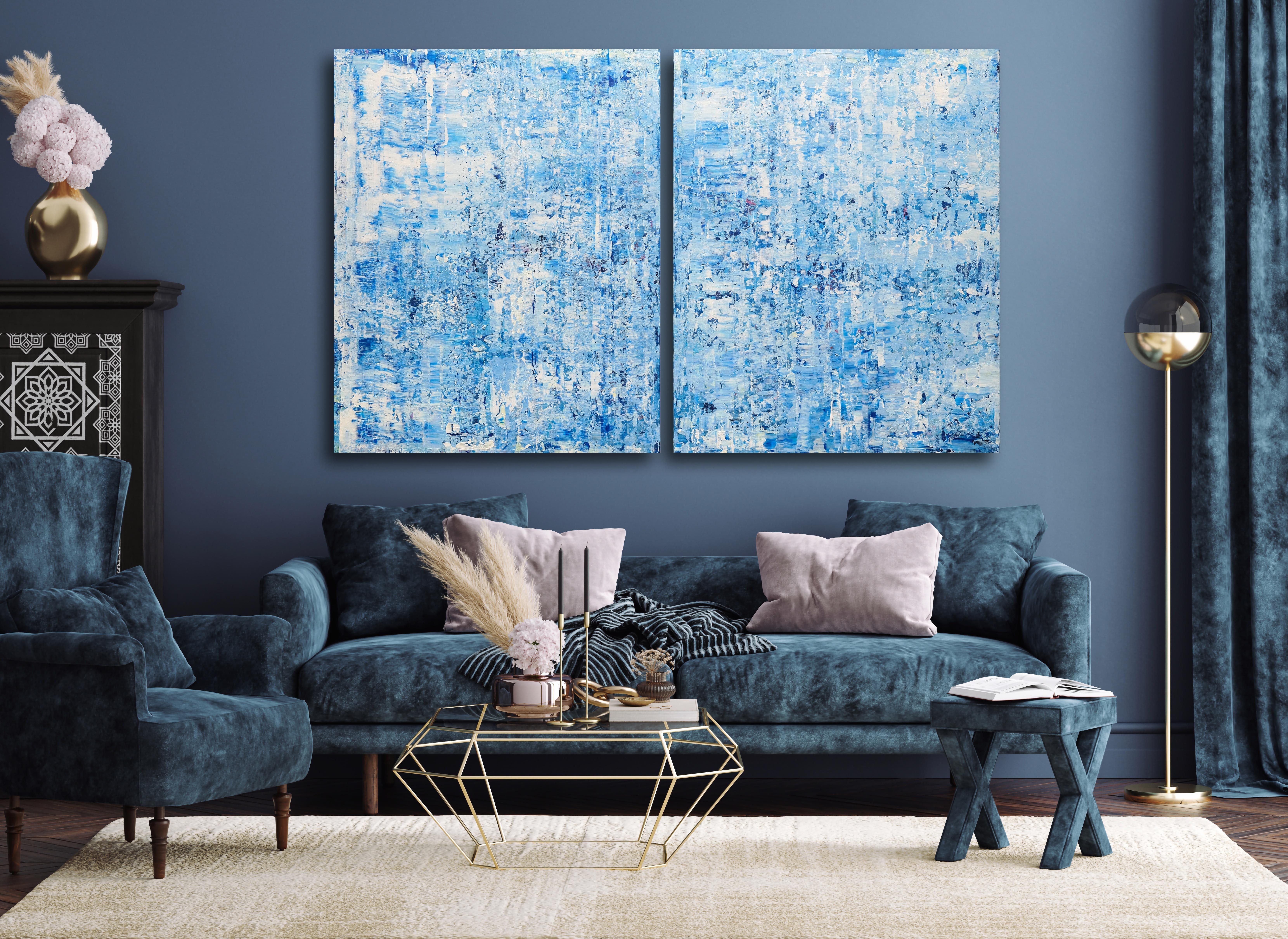 Dimensions of diptych: 162x100 cm â€“ 63,78x39,37 inches.  Dimensions of each: 81x100cm - 31,89x39,37 inches.  Large original abstract diptych painting.    * The artwork is signed on the back and includes a Certificate of Authenticity.  * The