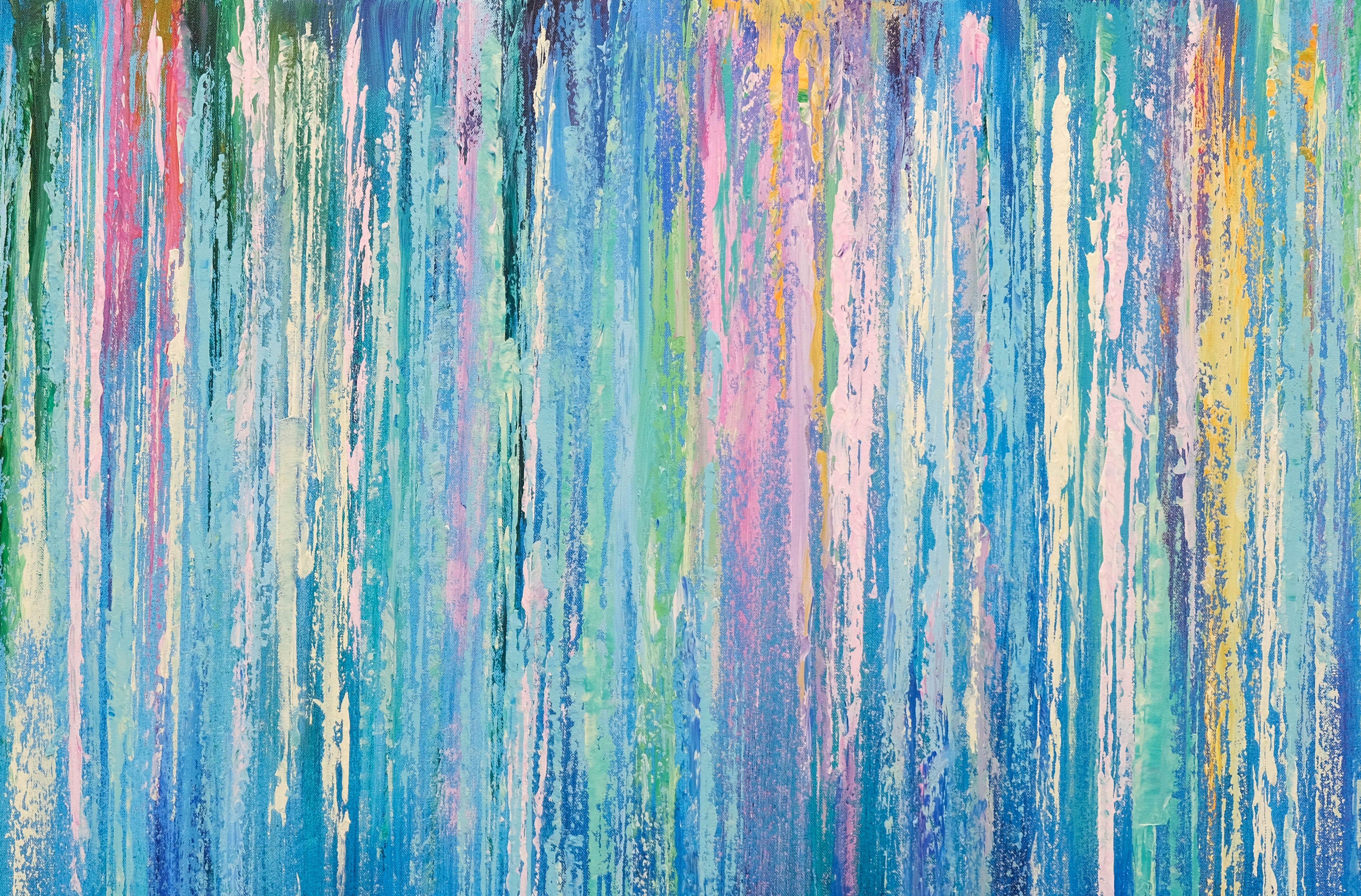 Melodías de colores de primavera, Pintura, Acrílico sobre lienzo - Painting Abstracto de Behshad Arjomandi