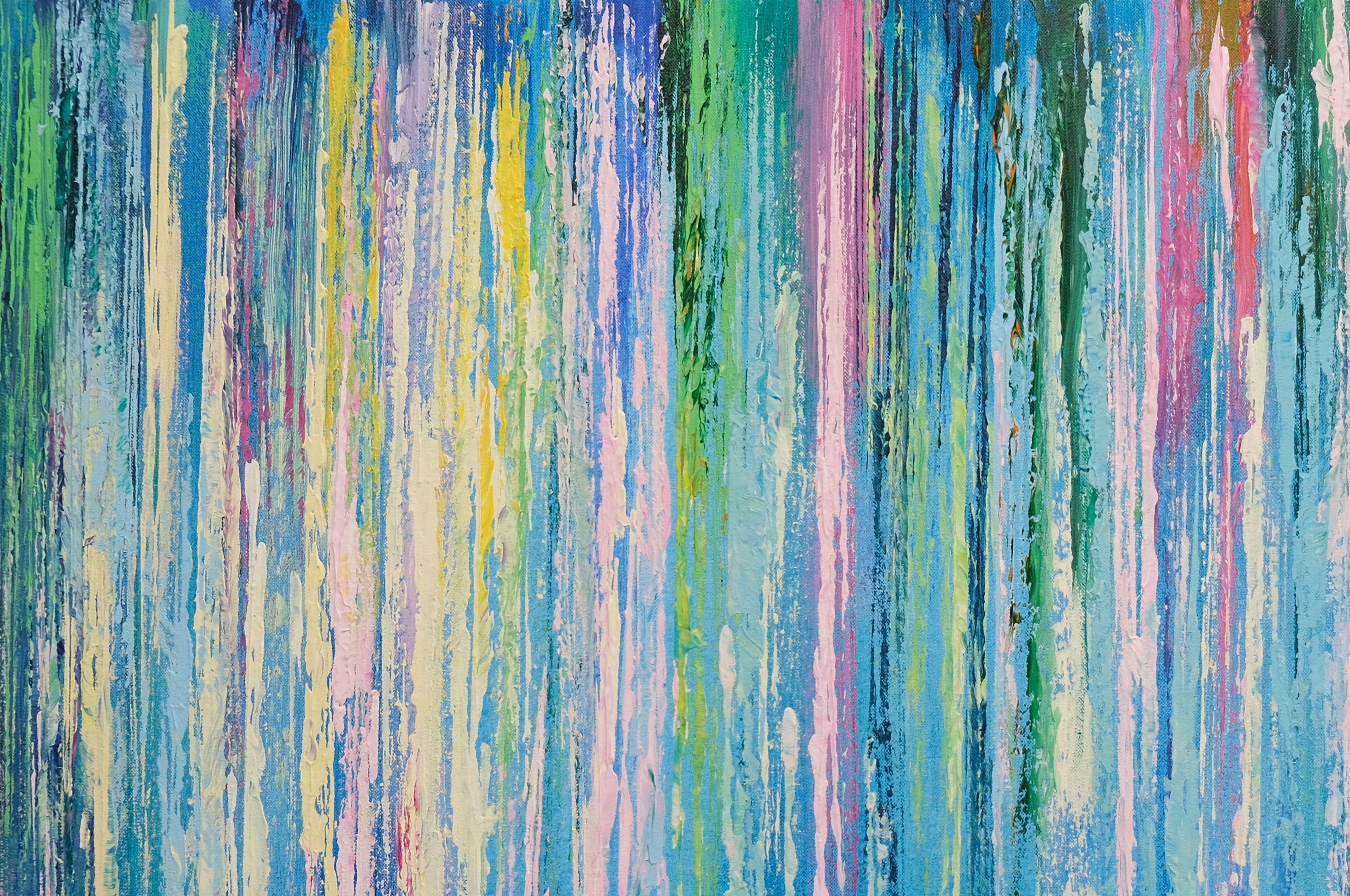 Melodías de colores de primavera, Pintura, Acrílico sobre lienzo - Abstract Painting Azul de Behshad Arjomandi