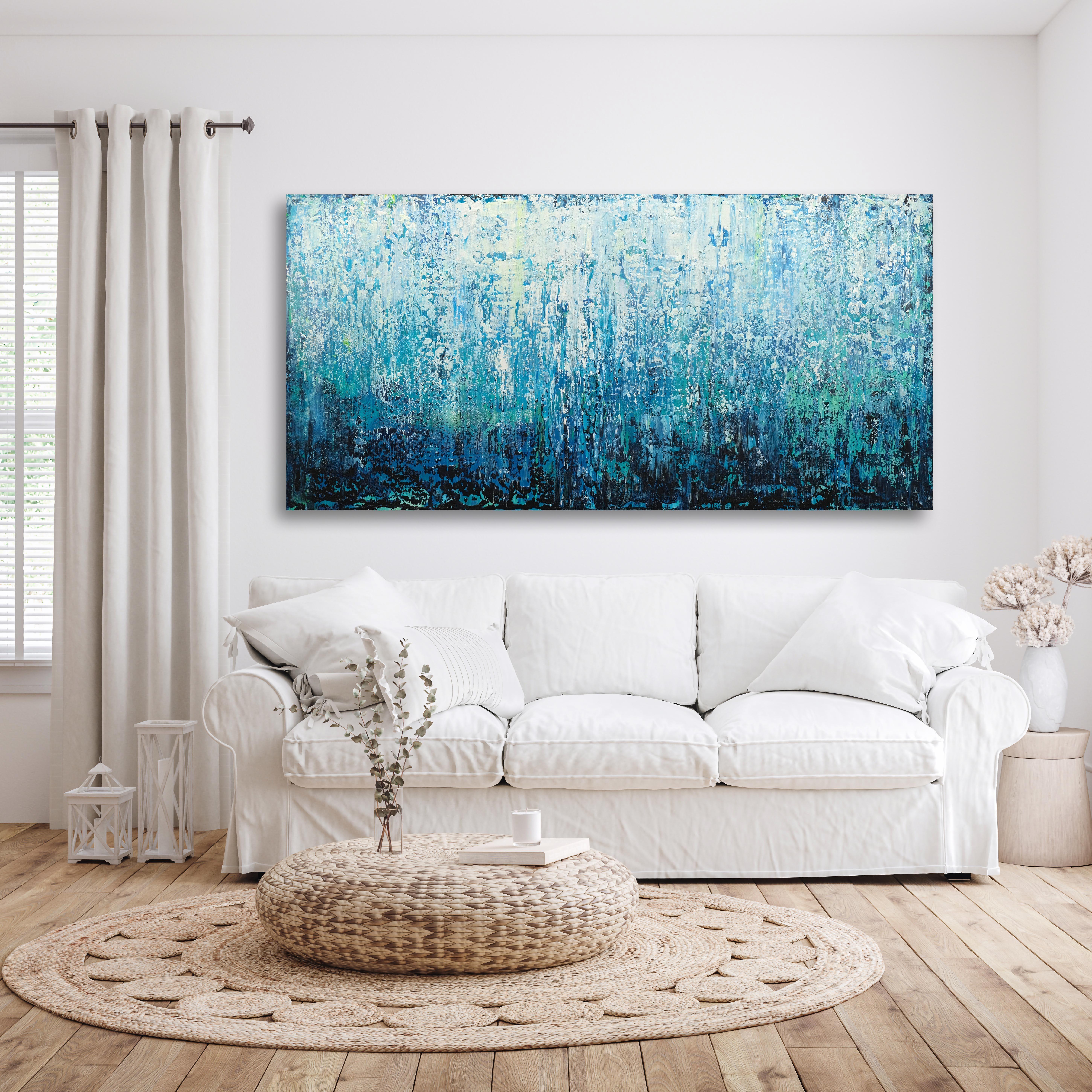 Original abstract textured painting.  Large original abstract painting inspired by nature painted in style between abstract and impressionist.  It was painted in multiple layers with palette knife and brushes.    * The artwork is signed on the back
