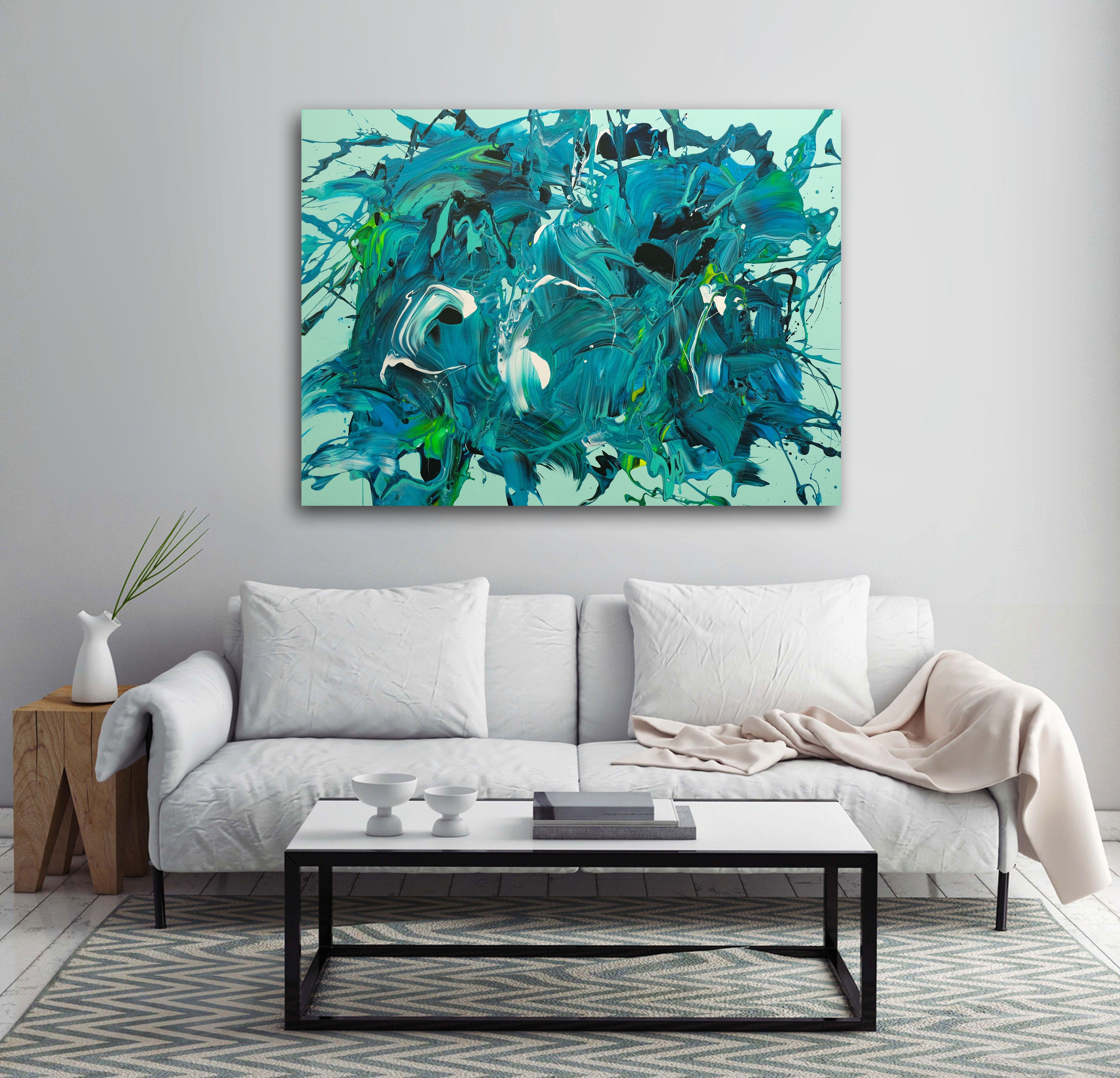 Original modern abstract painting.    * The artwork is signed on the back and includes a Certificate of Authenticity.  * The painting is done on stretched canvas using top quality acrylic paints and materials.  * It is ready to hang on the wall.  *