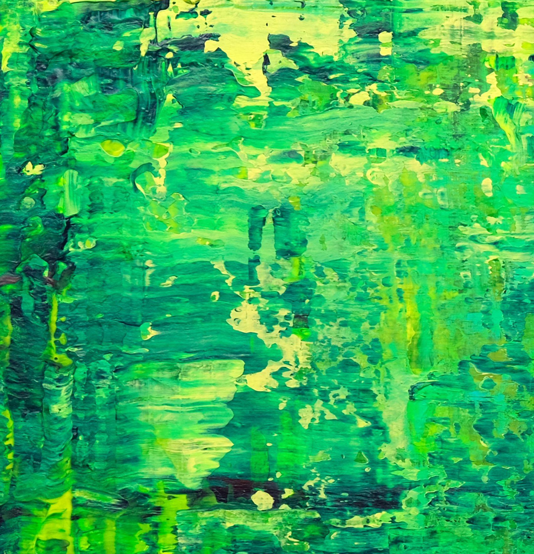 Sinfonia in verde, Pittura, Acrilico su tela - Abstract Painting Verde di Behshad Arjomandi