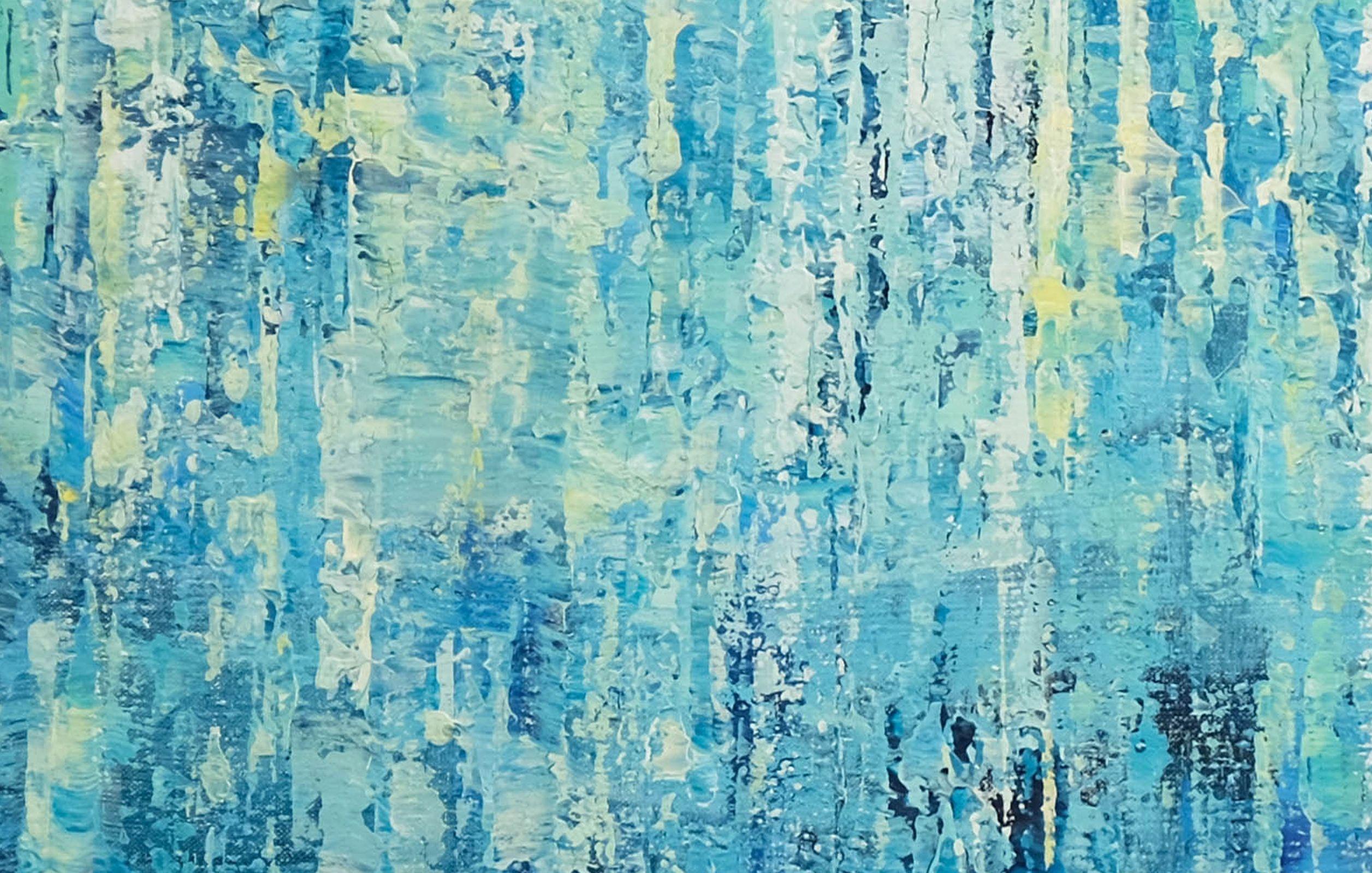 Turchese e blu, Pittura, Acrilico su tela - Painting Astratto di Behshad Arjomandi