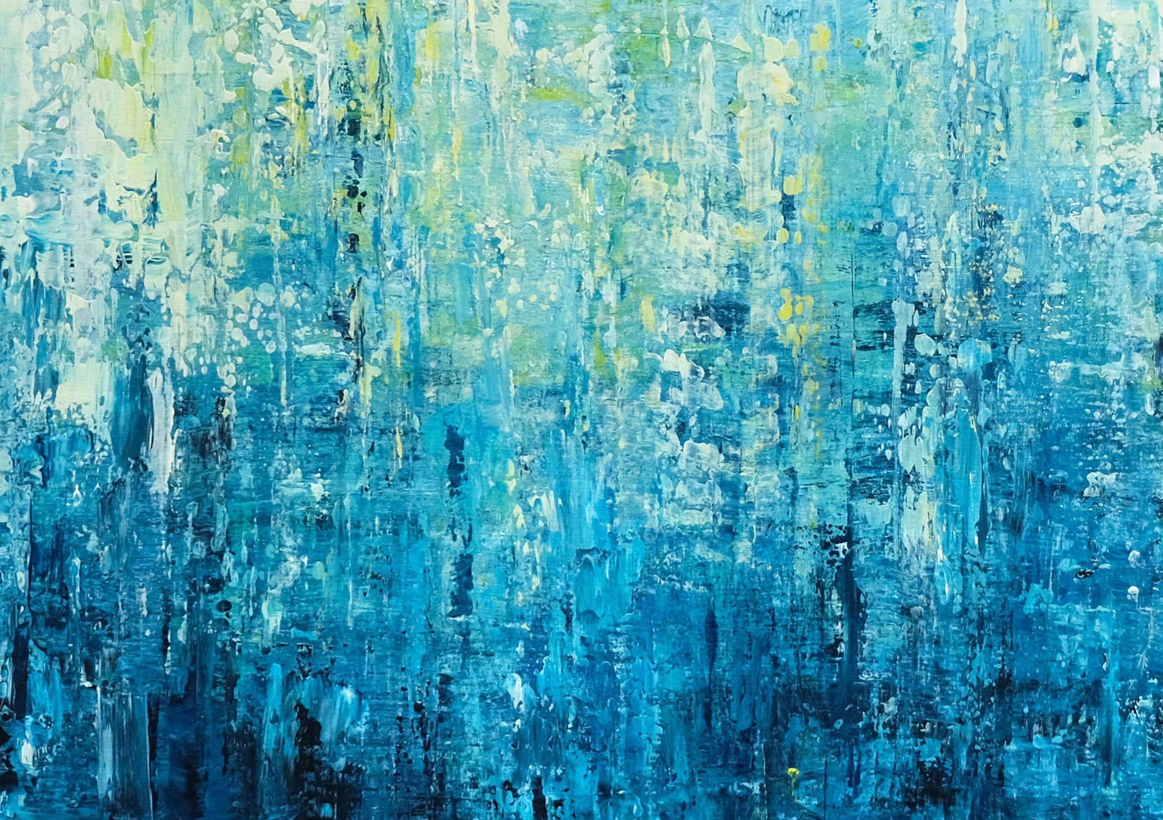 Sogno turchese, Pittura, Acrilico su tela - Abstract Painting Blu di Behshad Arjomandi