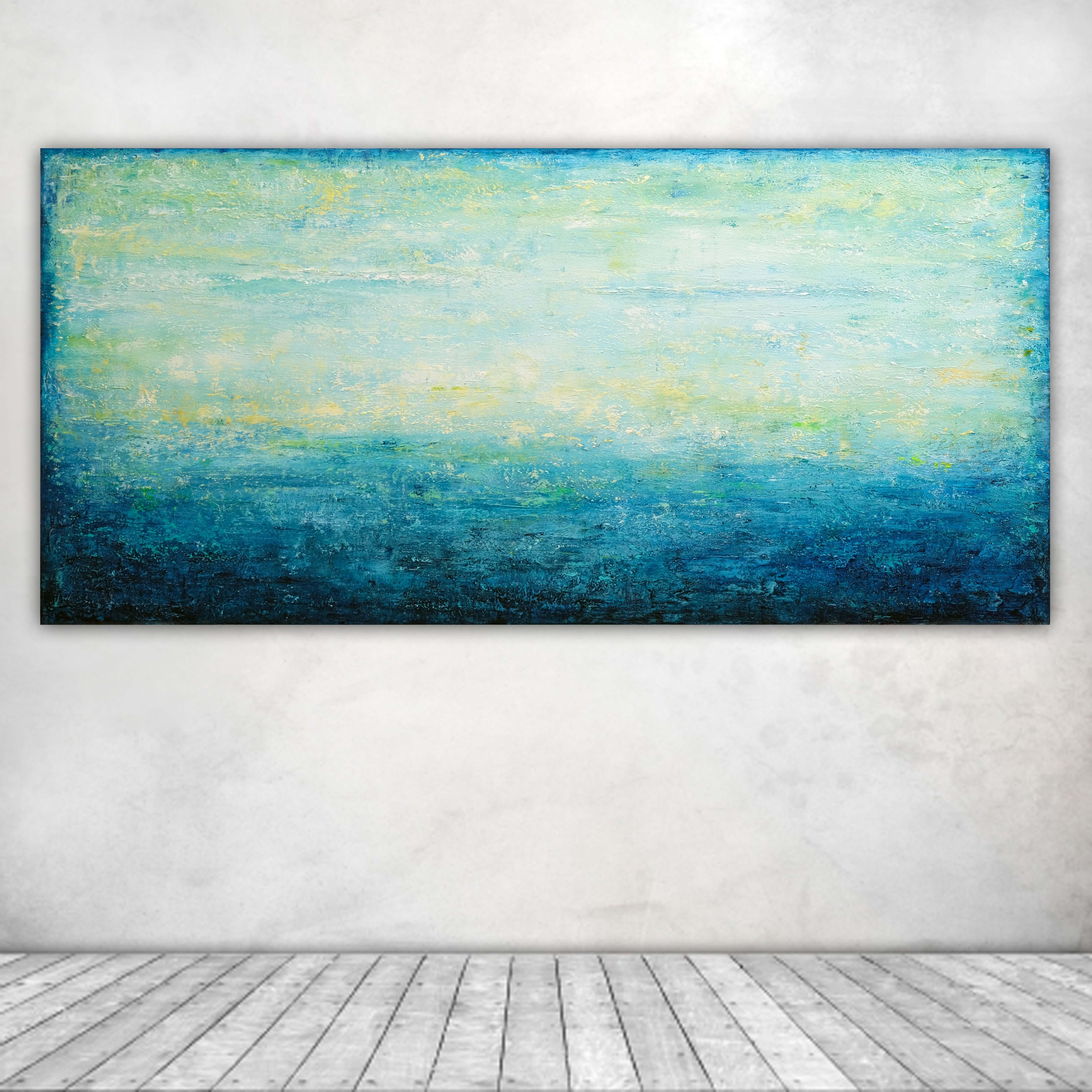 Turquoise Dreamscape V, COMMISSION, Acrylic on Canvas - Painting by Behshad Arjomandi