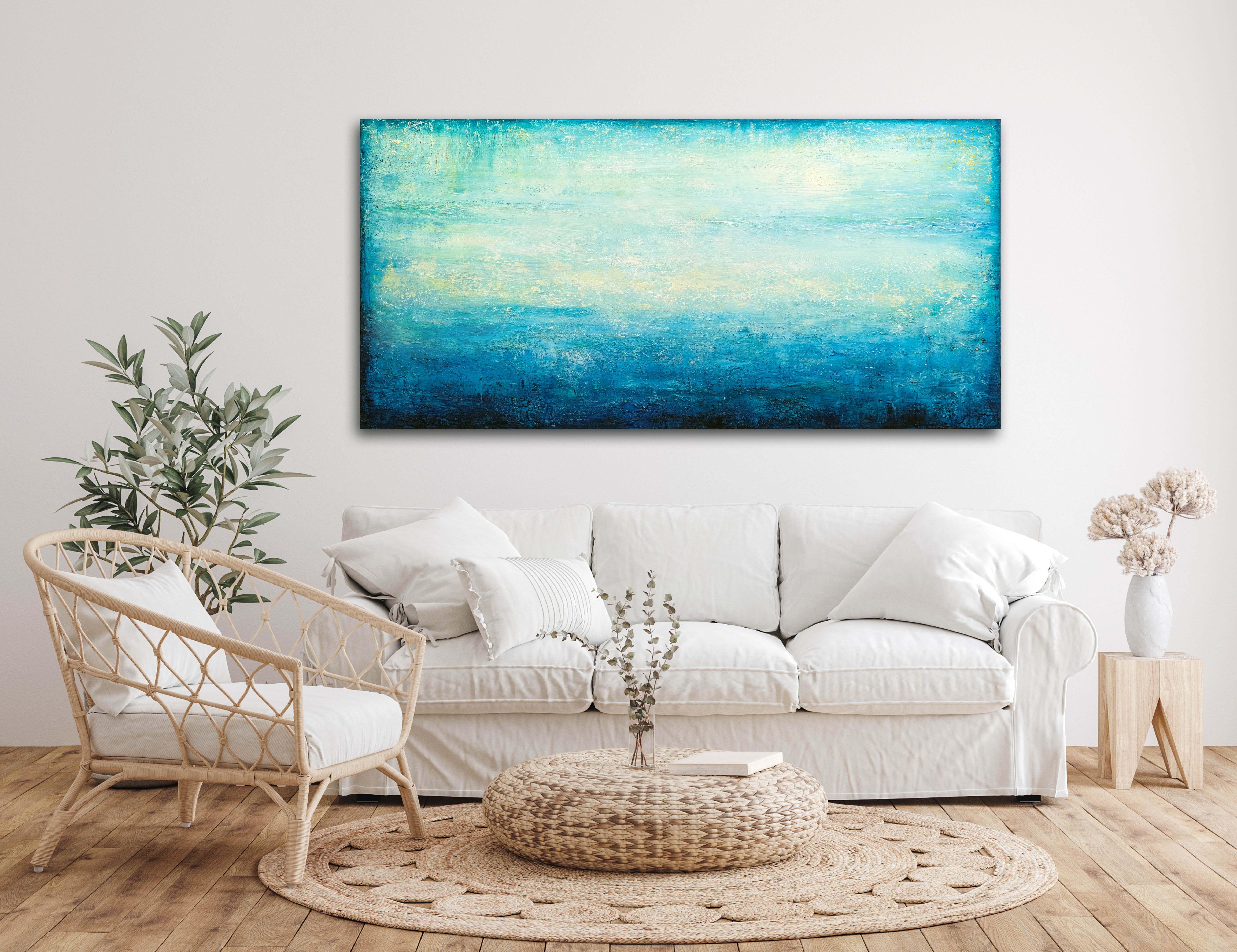 Turquoise Landscape IX, Painting, Acrylic on Canvas For Sale 1