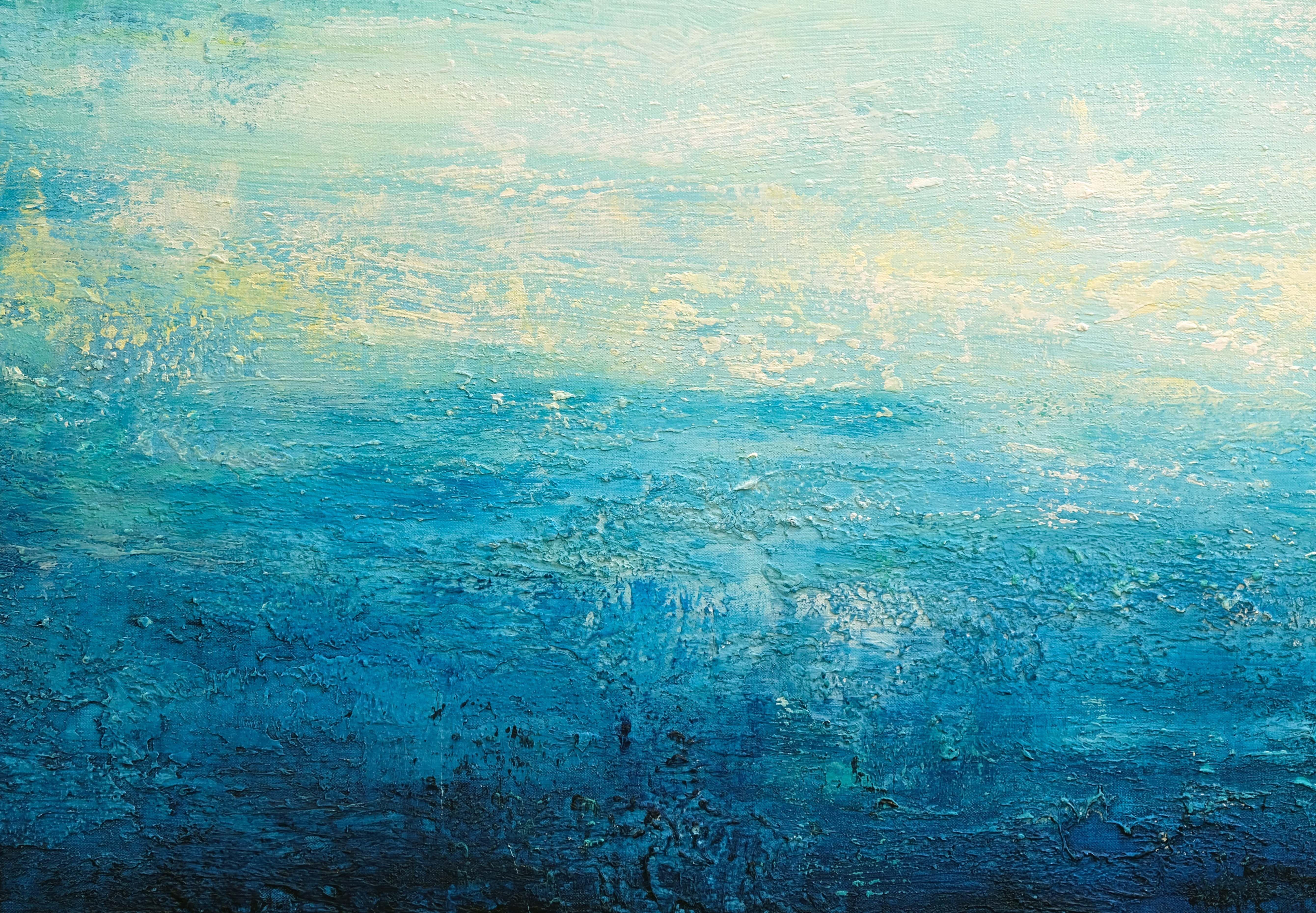 Turquoise Landscape IX, Painting, Acrylic on Canvas For Sale 2
