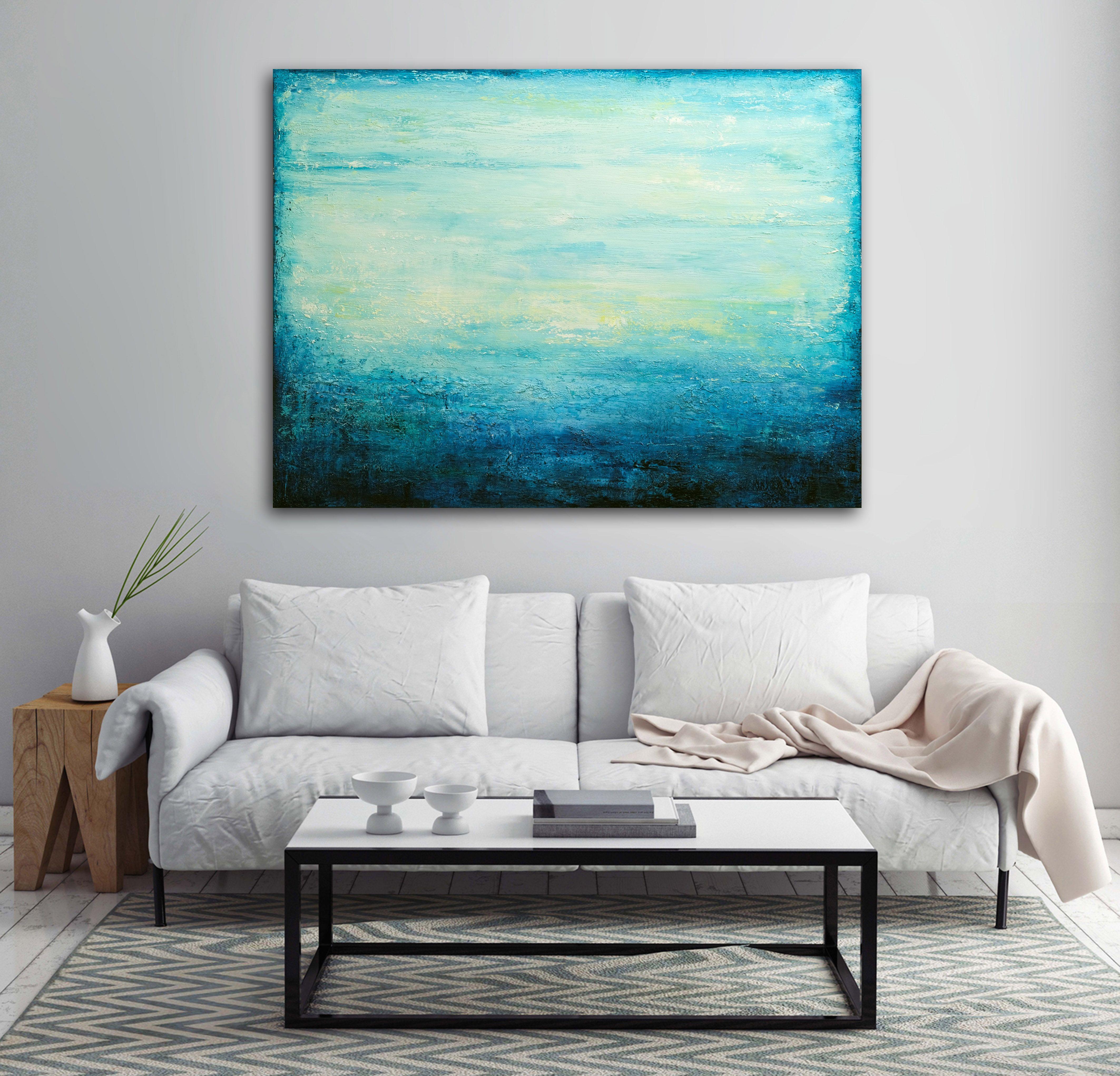 Turquoise Sea, Painting, Acrylic on Canvas For Sale 1