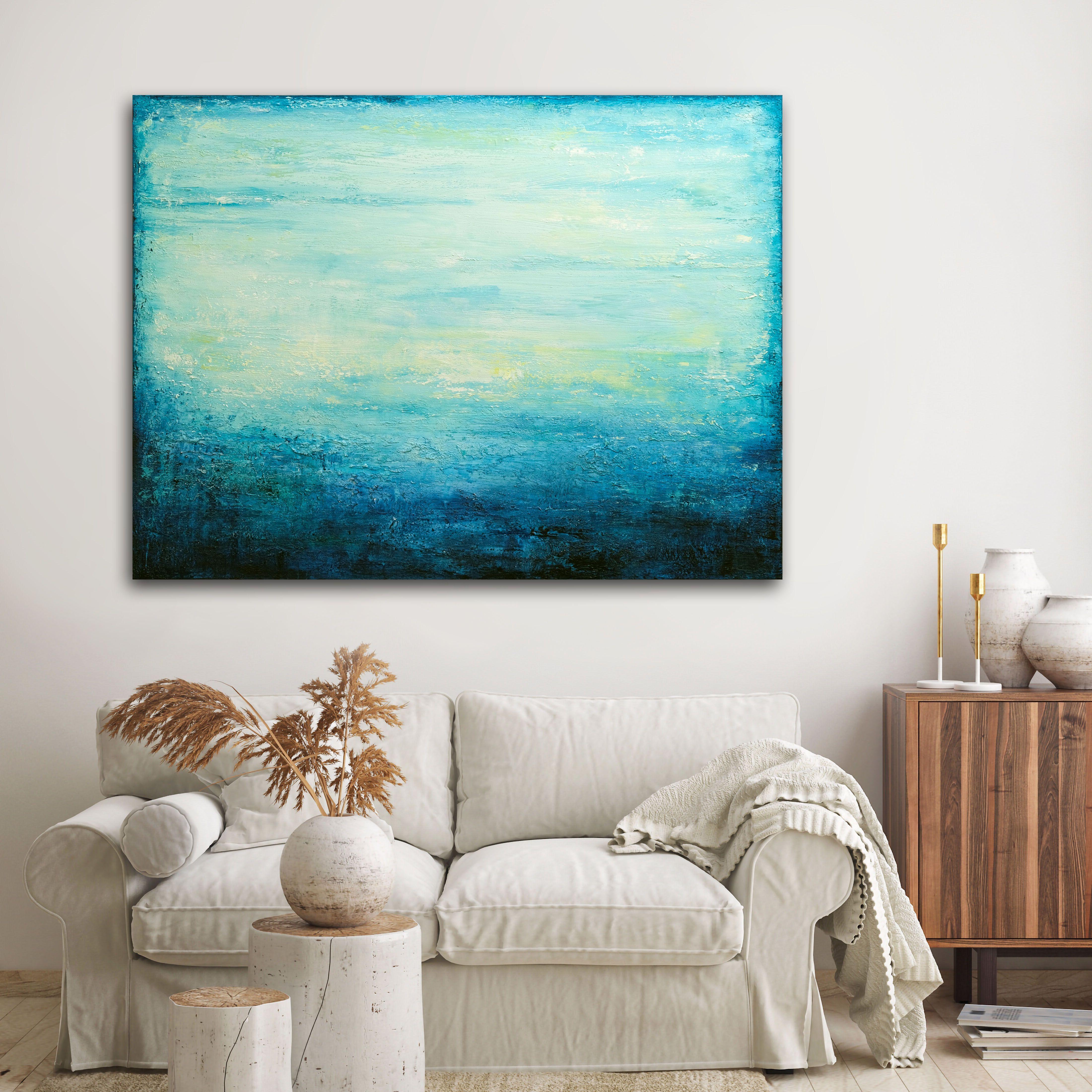 Turquoise Sea, Painting, Acrylic on Canvas For Sale 2