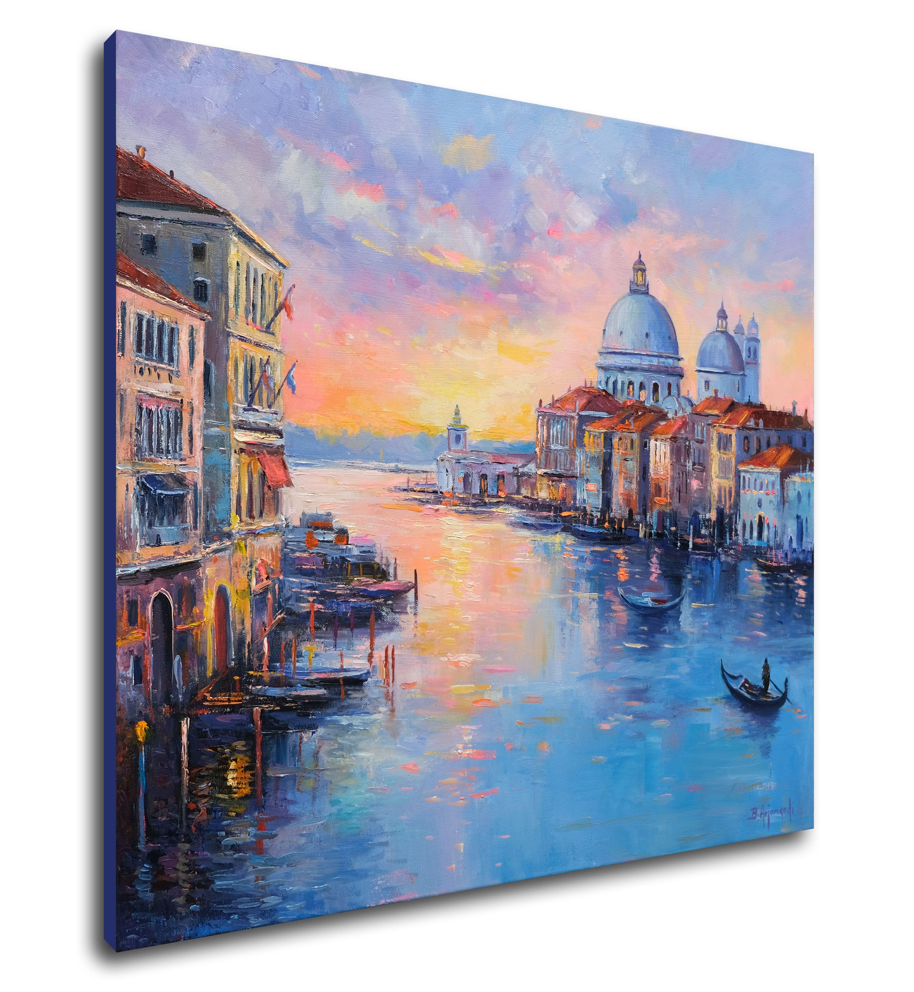 Gran Canal de Venecia al atardecer, Pintura, Óleo sobre lienzo en venta 2