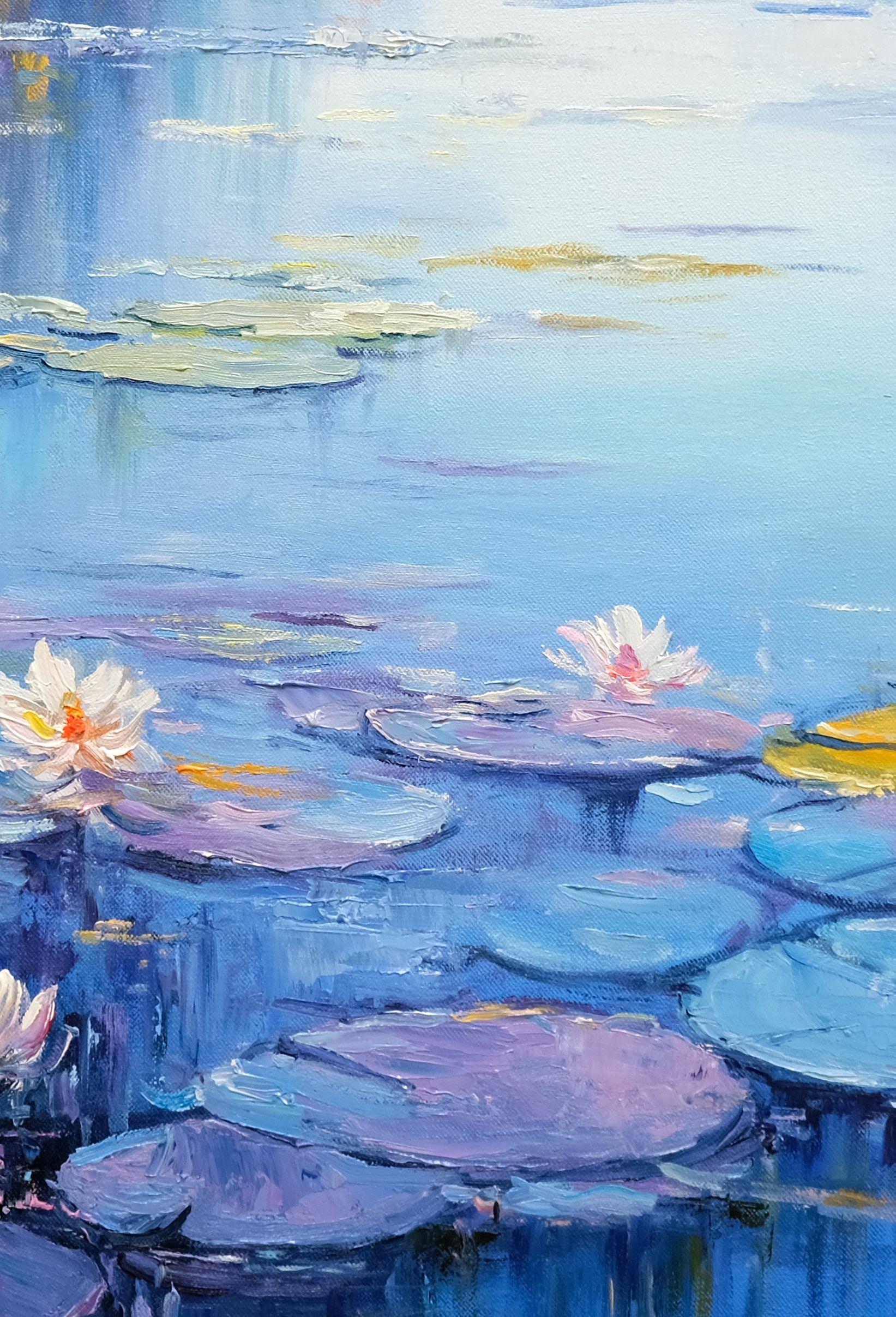 Paesaggio da sogno con ninfee, Pittura, Olio su tela 1