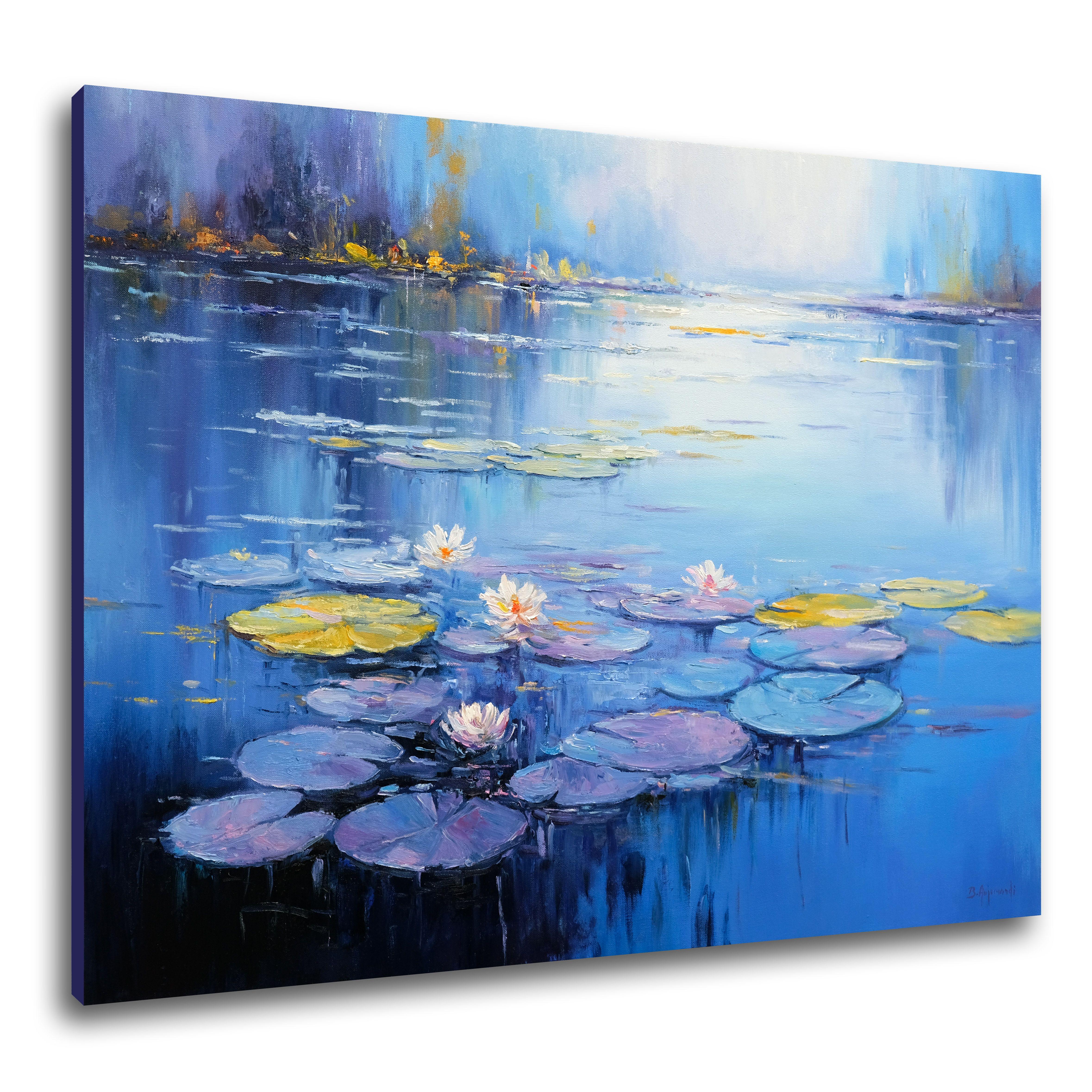 Paesaggio da sogno con ninfee, Pittura, Olio su tela 2