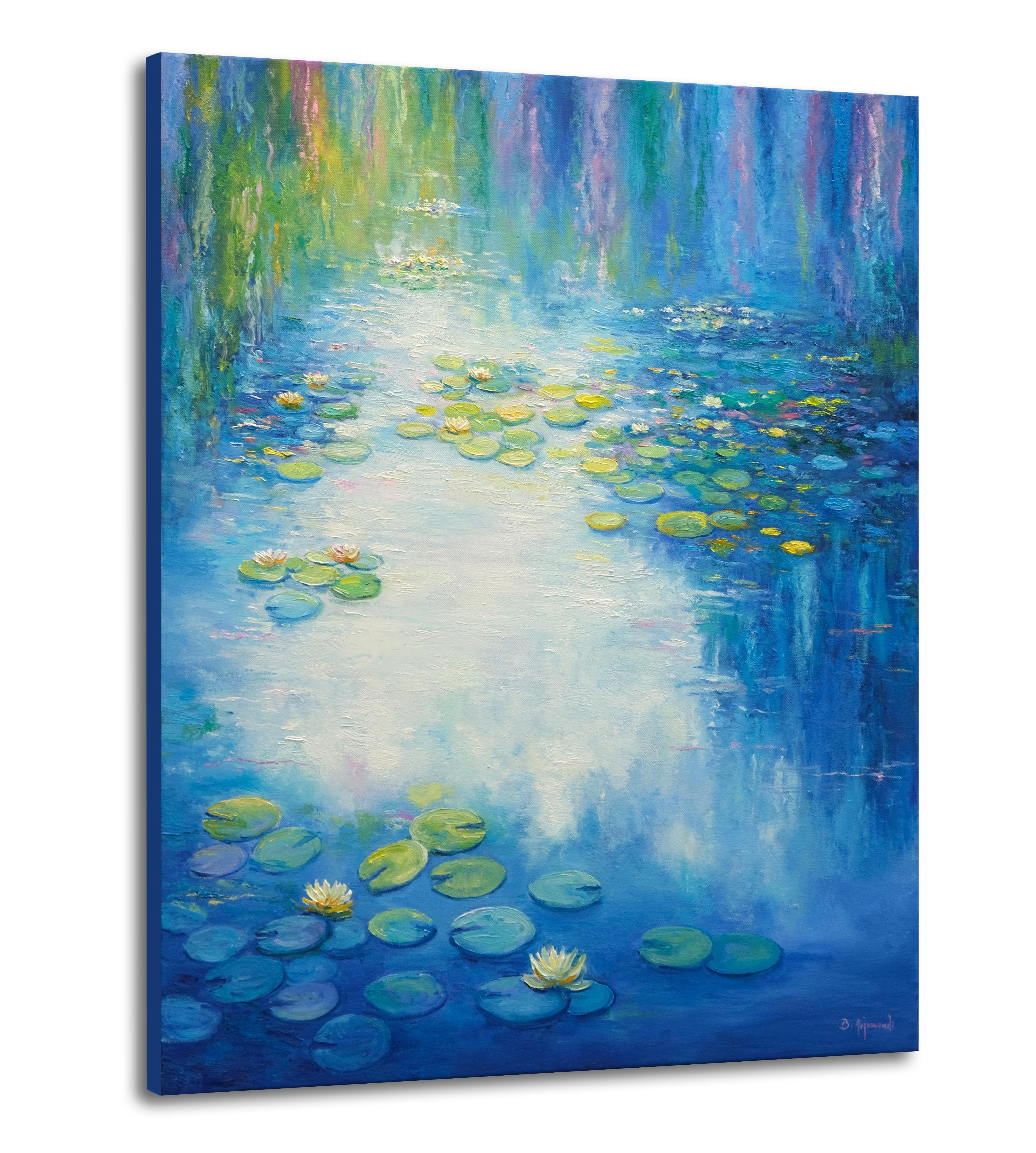 Water Lilies, Painting, Oil on Canvas For Sale 1