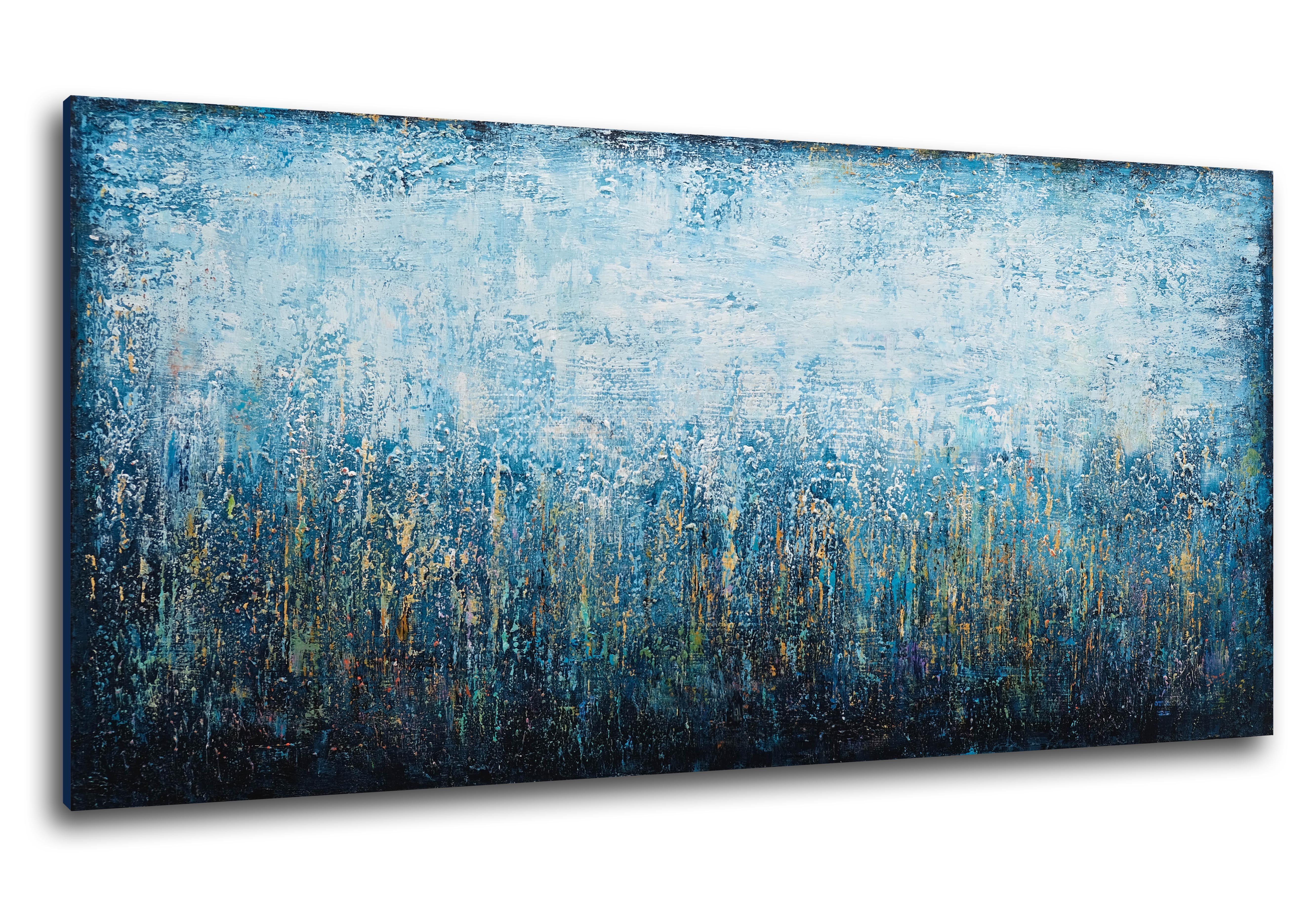 Pittura astratta originale ispirata alla Nature.  L'opera è firmata sul retro e include un certificato di autenticità. È stata dipinta a più strati con tavolozza e pennelli per ottenere colori strutturati, vibranti e ricchi. Questo quadro è pronto