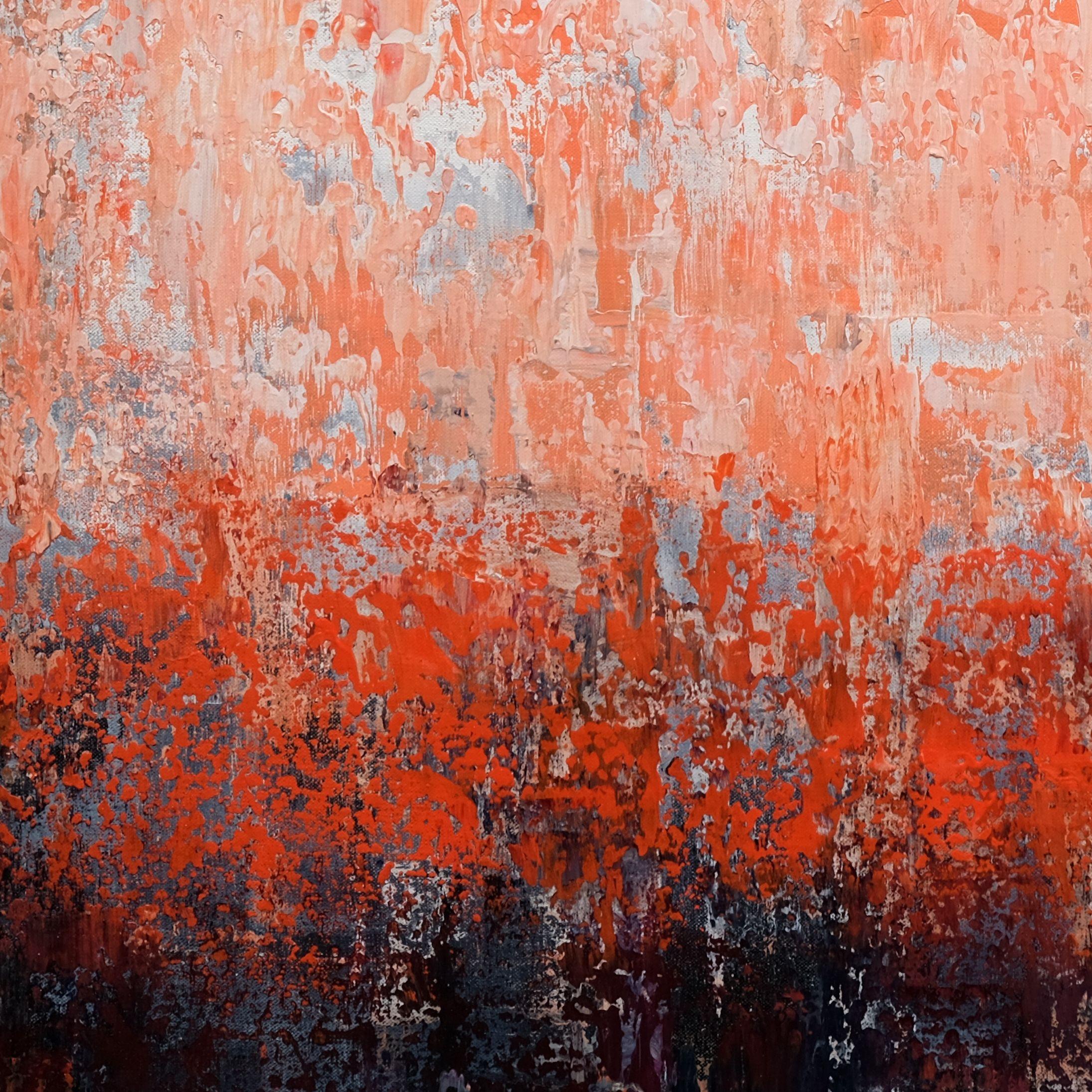 Tramonto d'inverno II, Pittura, Acrilico su tela - Abstract Painting Beige di Behshad Arjomandi