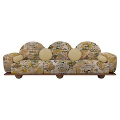 Beice 3-Seat Sofa with Yellow Patterned Fabric