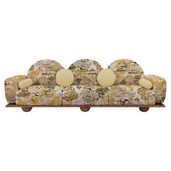 Beice Sofa by Merve Kahraman, American Walnut, Lime Fabric & Mustard Leather Beice Sofa by Merve Kahraman, American Walnut, Lime Fabric & Mustard Leather