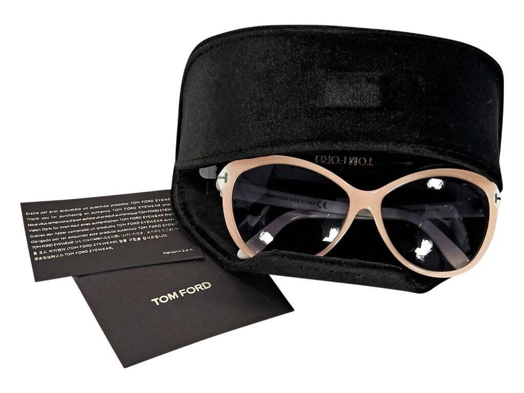 Beige & White Tom Ford Cateye Sunglasses In Good Condition In New York, NY