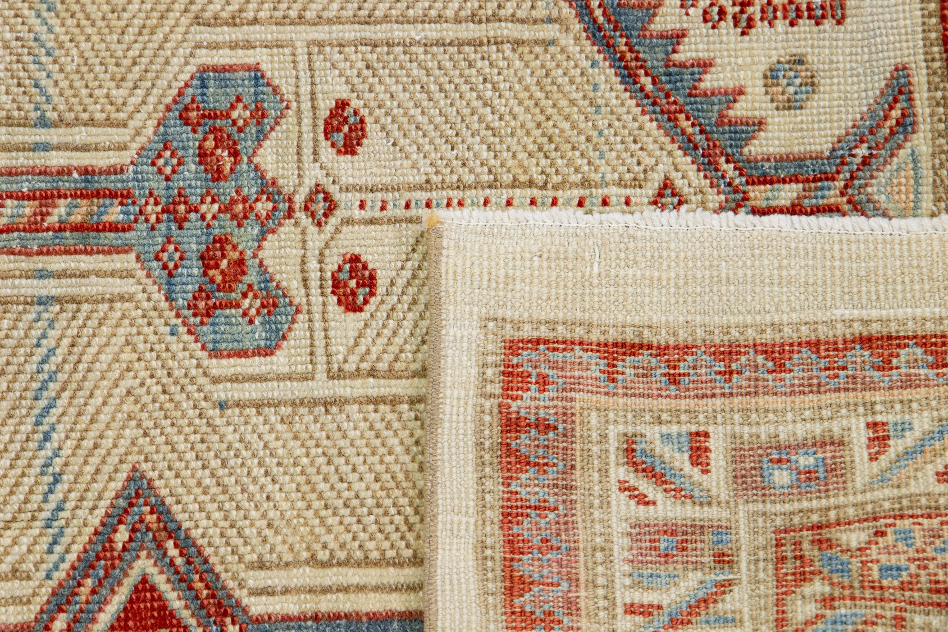 Beige 1910s Antique Serab Handmade Tribal Wool Runner For Sale 2
