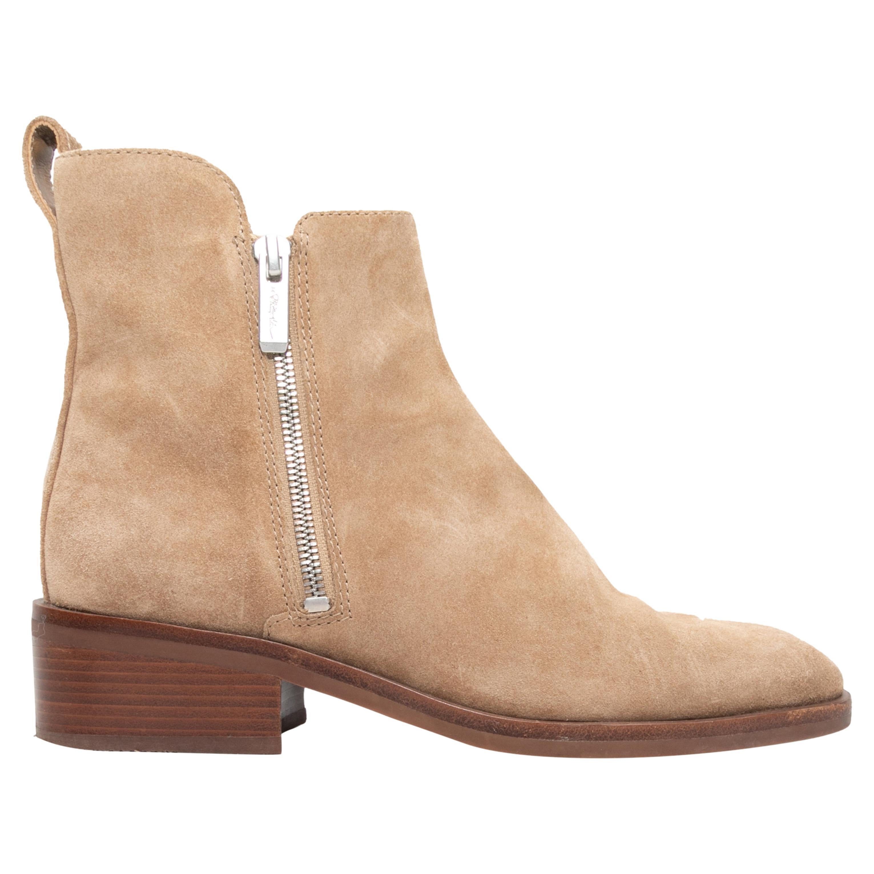 Beige 3.1 Phillip Lim Suede Ankle Boots Size 38.5 For Sale