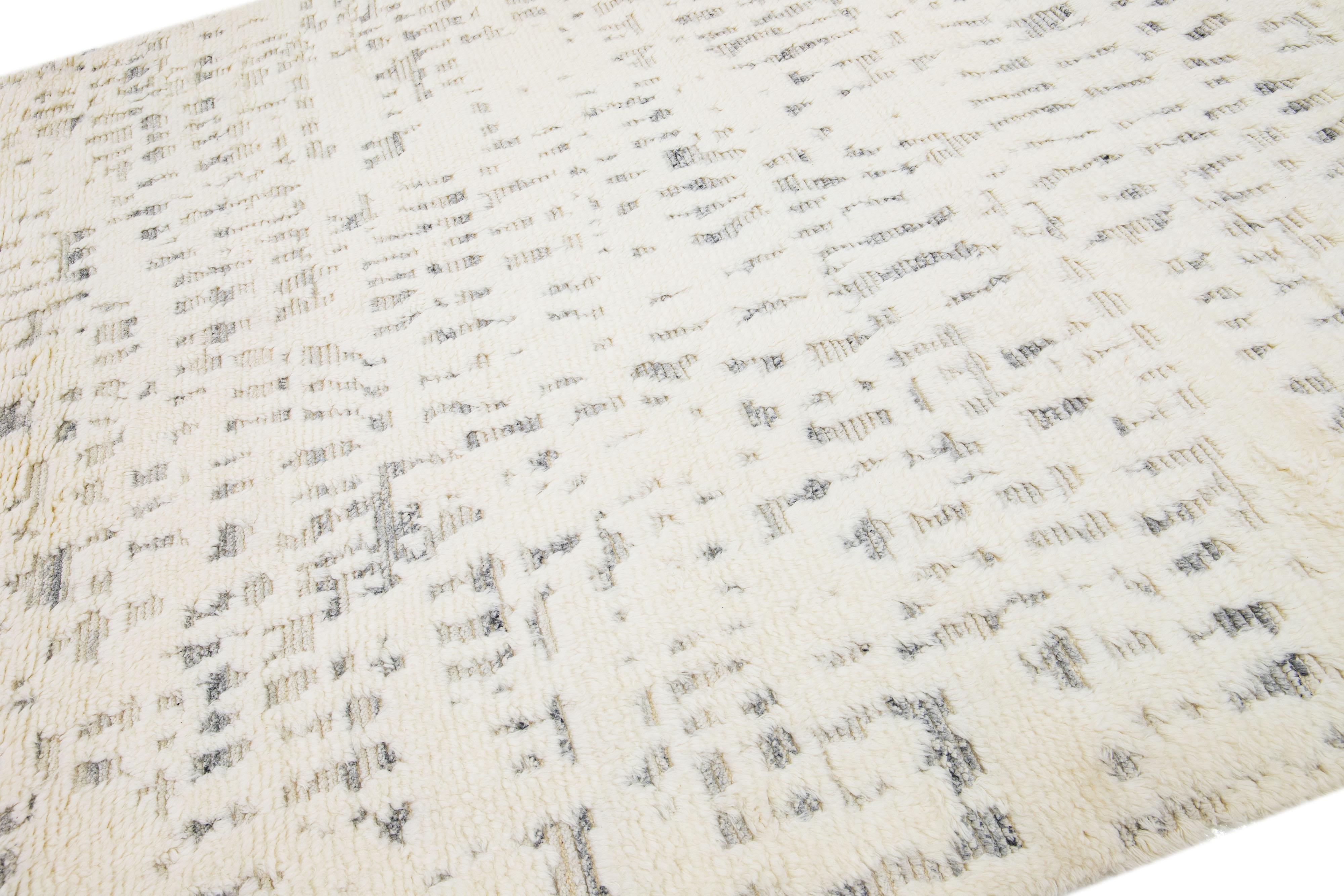 Alfombra de lana moderna abstracta beige estilo marroquí Pakistaní en venta