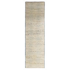 Beige Afghan Moroccan Hand Knotted Runner 3 ft x 9 ft, Neutral Lattice Drift Beige Afghan Moroccan Hand Knotted Runner 3 ft x 9 ft, Neutral Lattice Drift