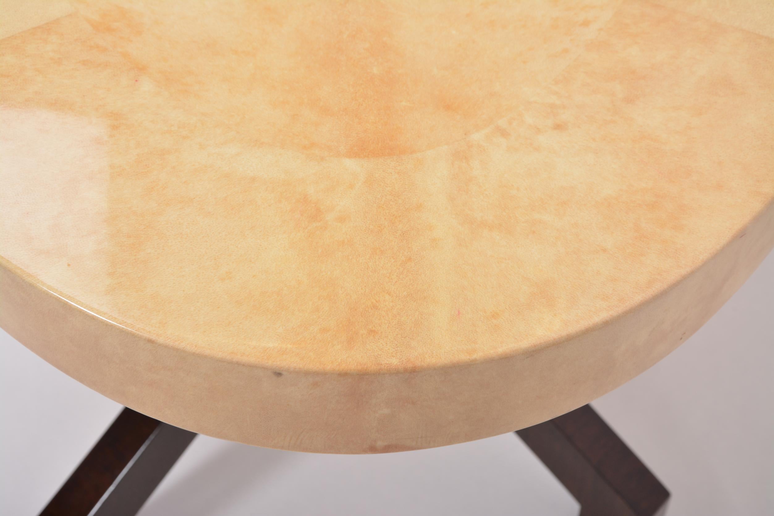 Beige Aldo Tura Oval Dining Table in Lacquered Goatskin 3