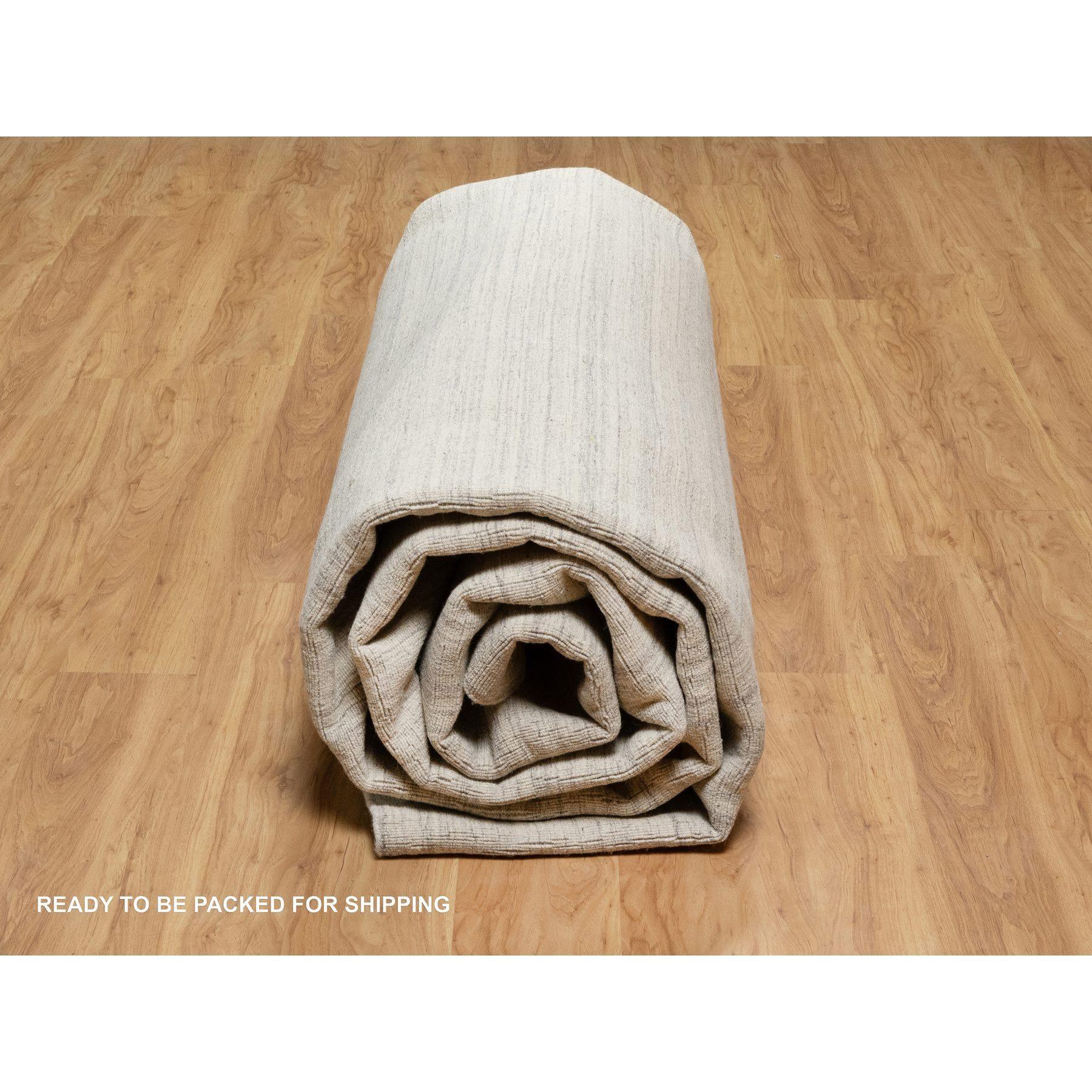 Beige All Wool Modern Design Hand Loomed Thick and Plush Oversized Oriental Rug For Sale 3