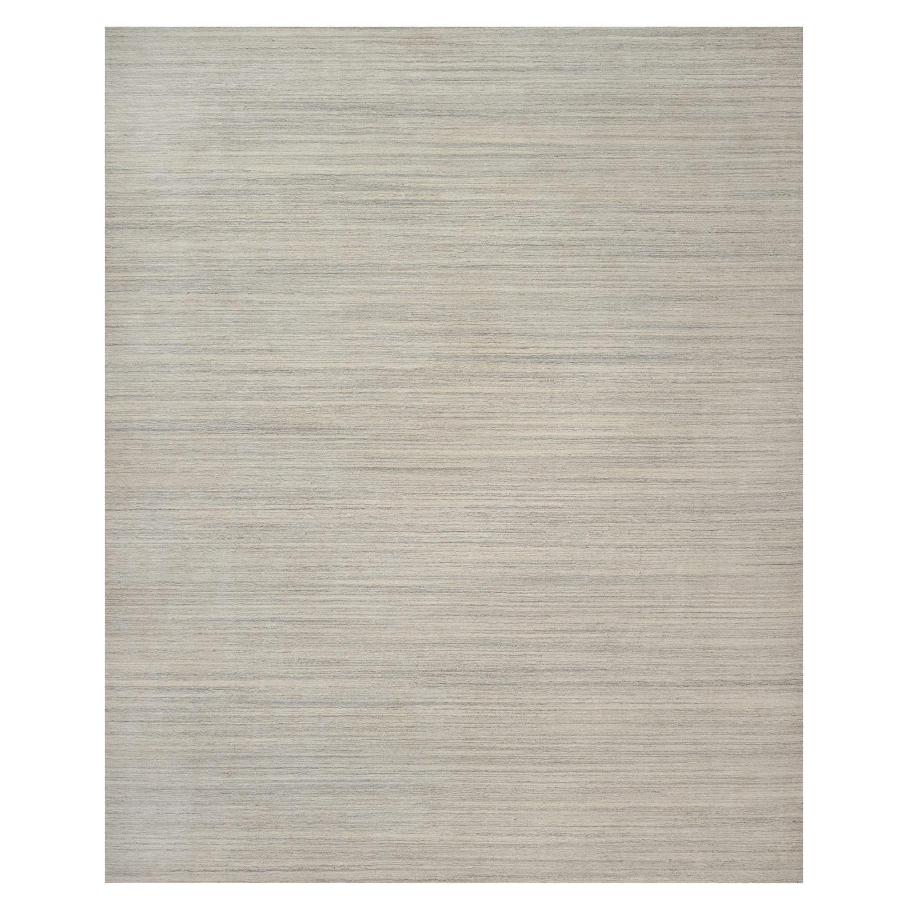 Beige All Wool Modern Design Hand Loomed Thick and Plush Oversized Oriental Rug For Sale
