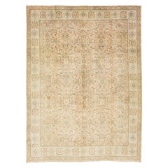 Beige Allover entworfen antike Wolle Teppich Persian Mahal von 1910s