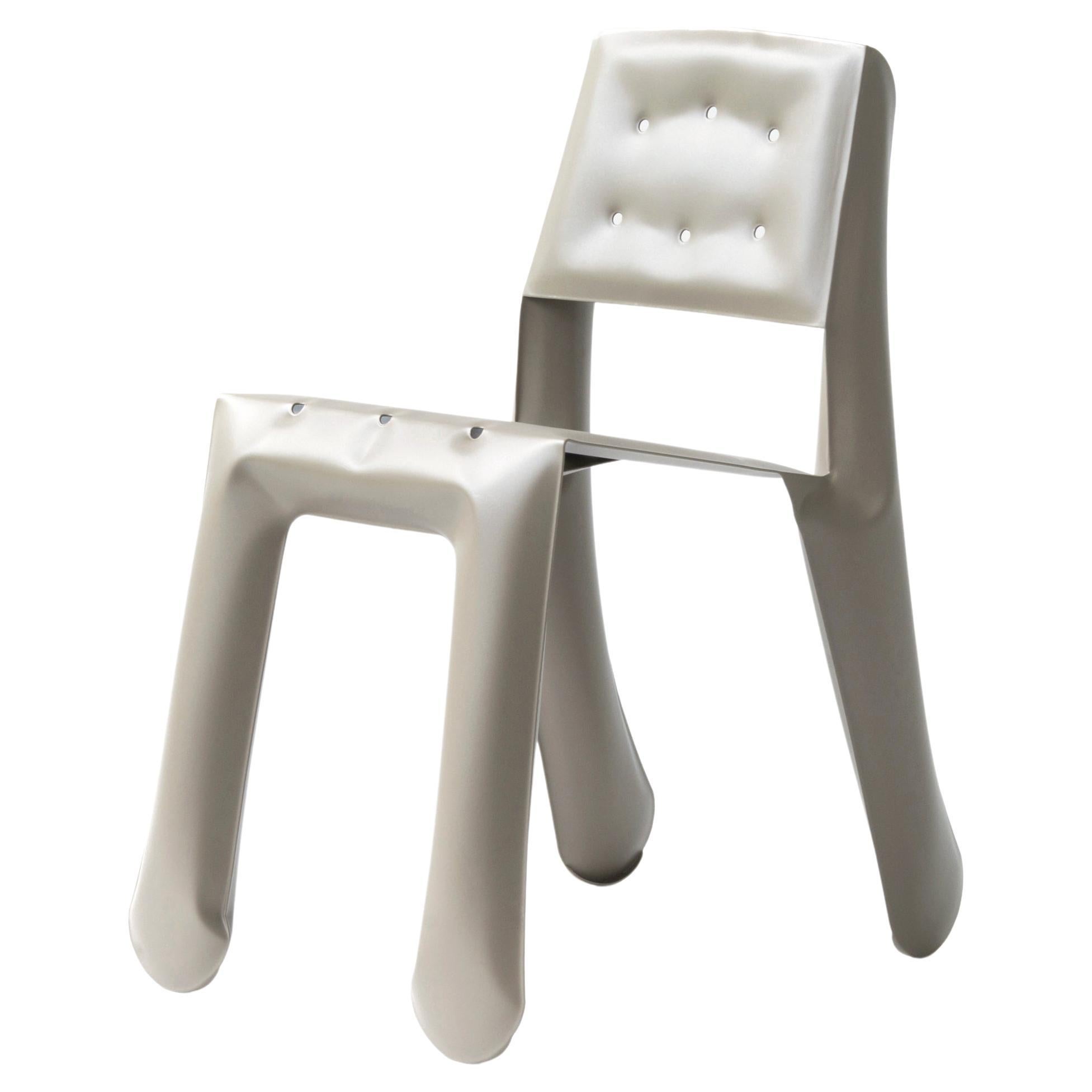 Skulpturaler Chippensteel-Stuhl aus Aluminium in Beige von Zieta