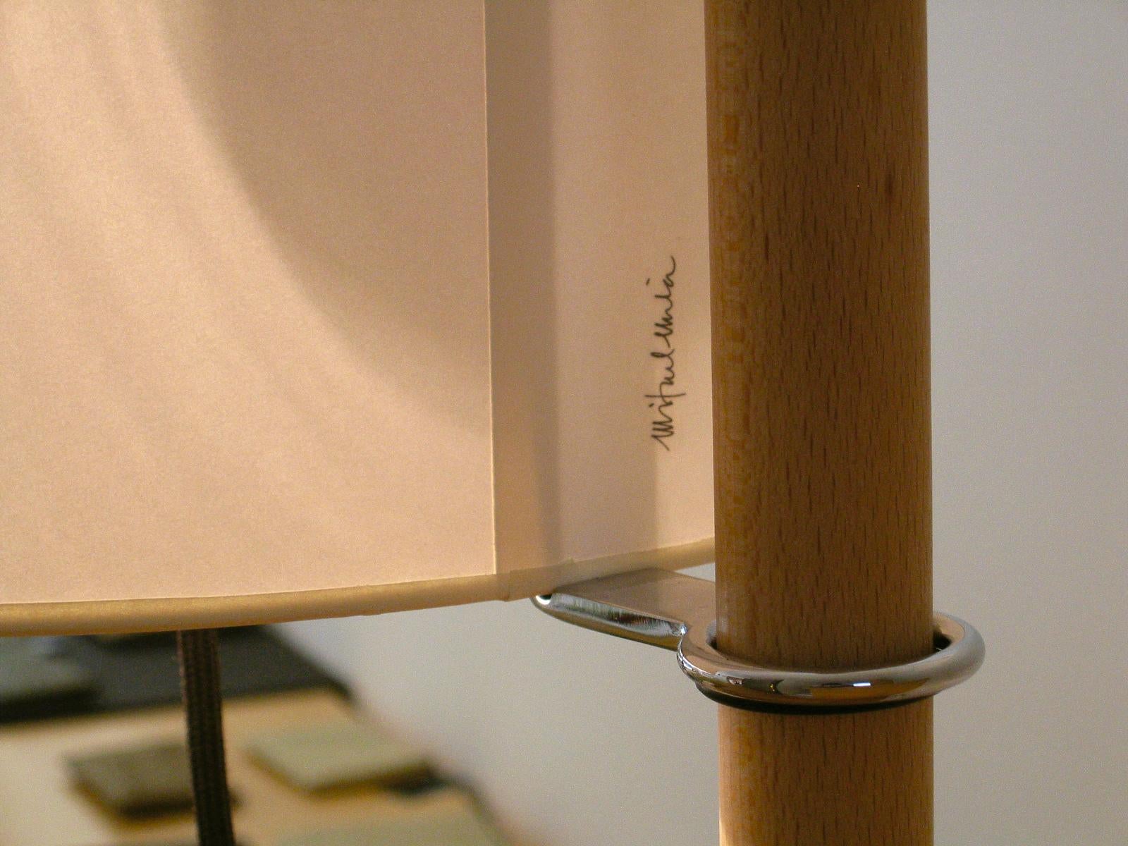 Beige and Beech Wood TMM Floor Lamp by Miguel Milá In New Condition For Sale In Geneve, CH