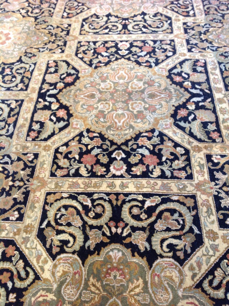 Beige and Black Agra Design Wool Area Rug For Sale at 1stDibs