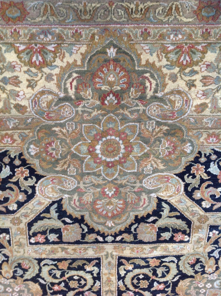 Beige and Black Agra Design Wool Area Rug For Sale at 1stDibs