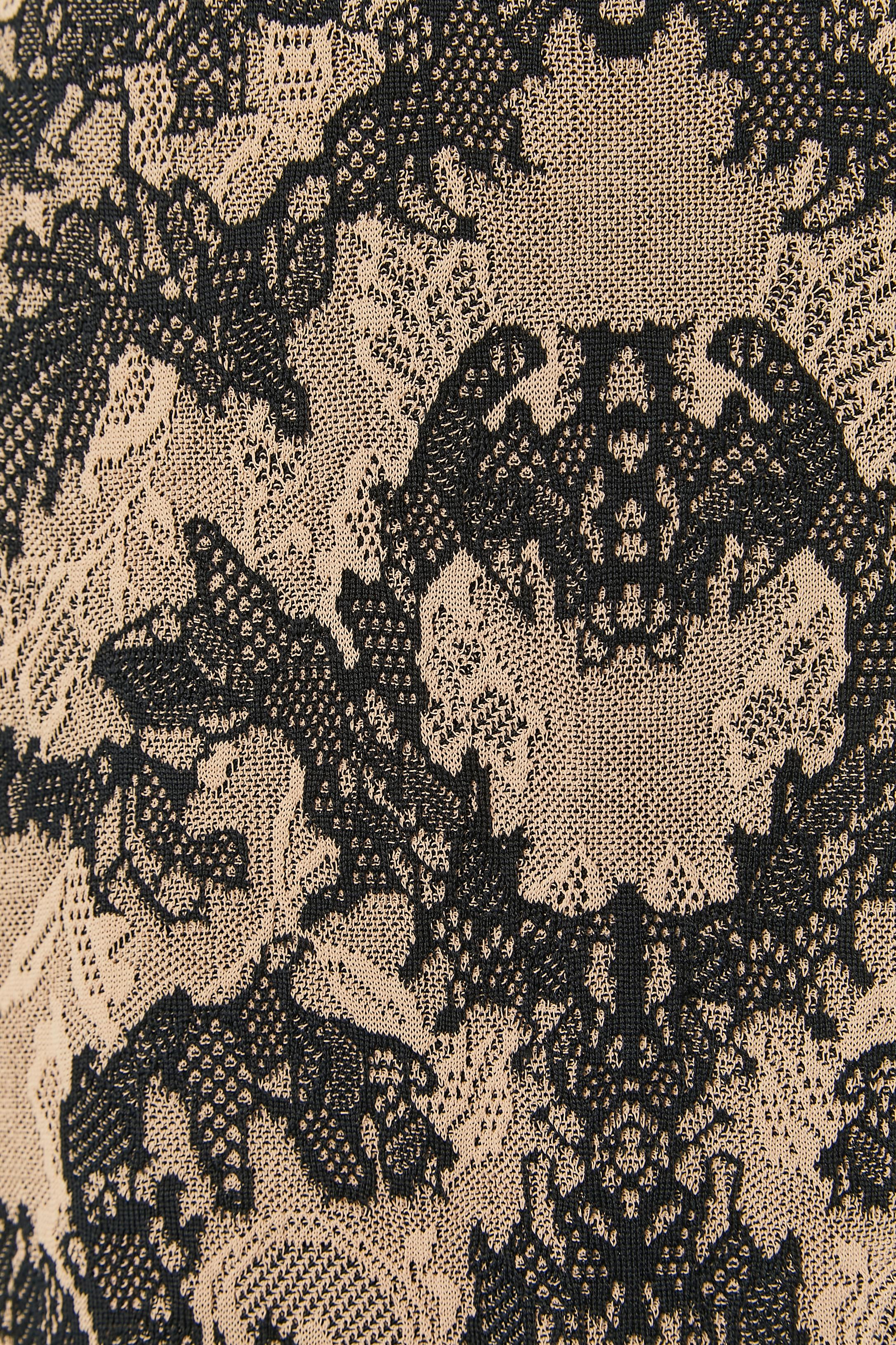 Gray Beige and black jacquard lace knit cocktail dress  Alexander McQueen For Sale