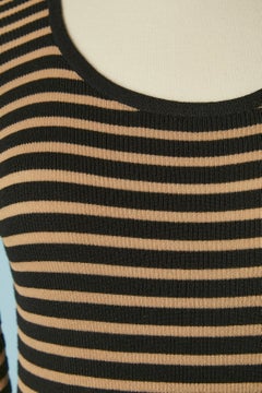 Beige and black striped sweater with rhinestone buttons Sonia Rykiel