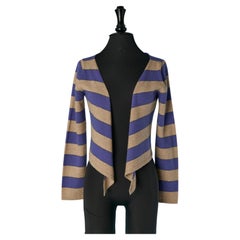 Beige and blue cashmere cardigan BRUNELLO CUCINELLI