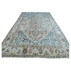 Beige and Blue Semi-Antique Persian Bakhtiari Rug