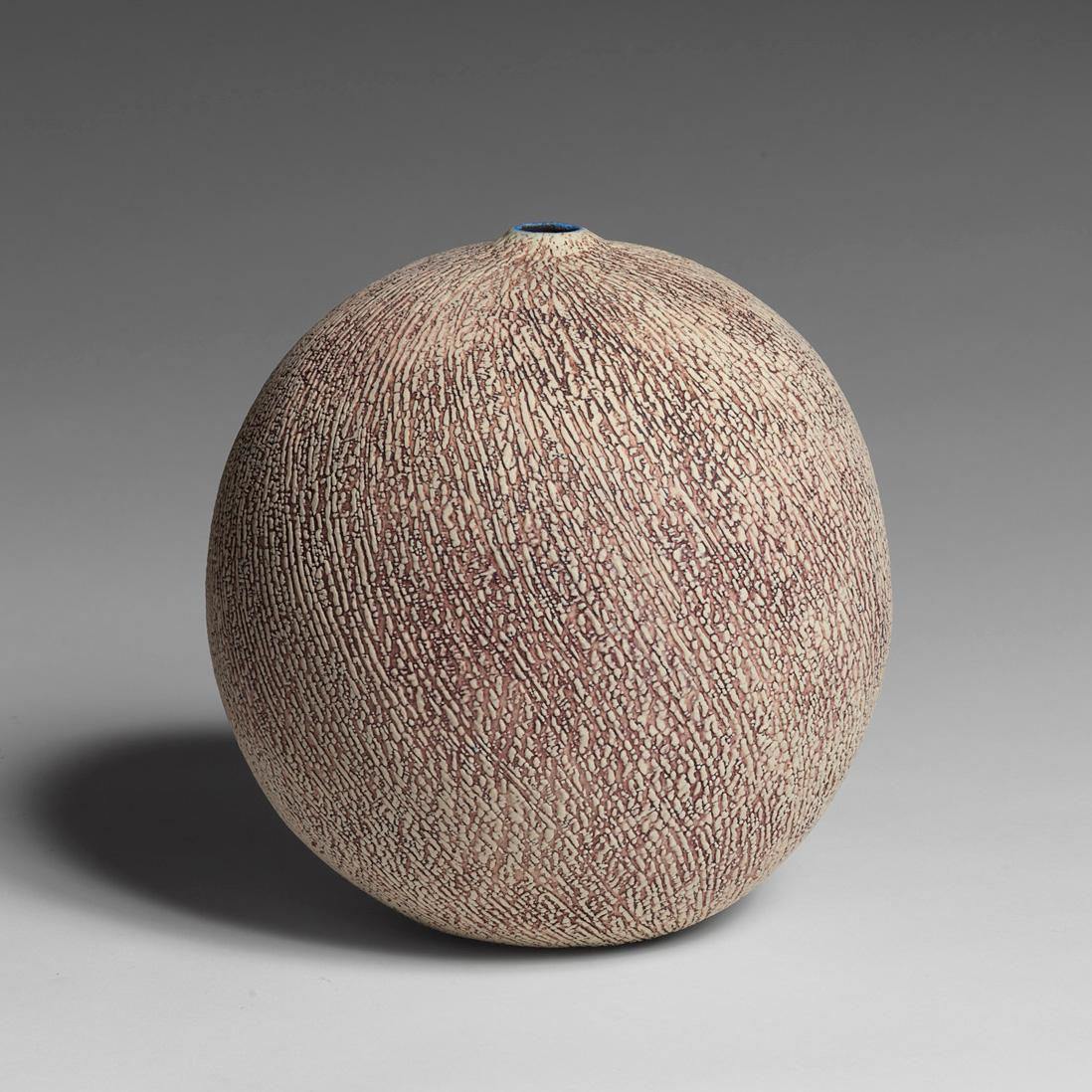 Finlandese Vaso in ceramica beige e marrone, Erna Aaltonen in vendita