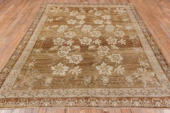 Beige and Brown Floral Scene Oushak