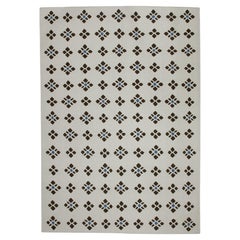Moderner Flachgewebe-Wollteppich in Beige und Braun mit geometrischem Design, handgefertigt, 9'3" x 12'6"