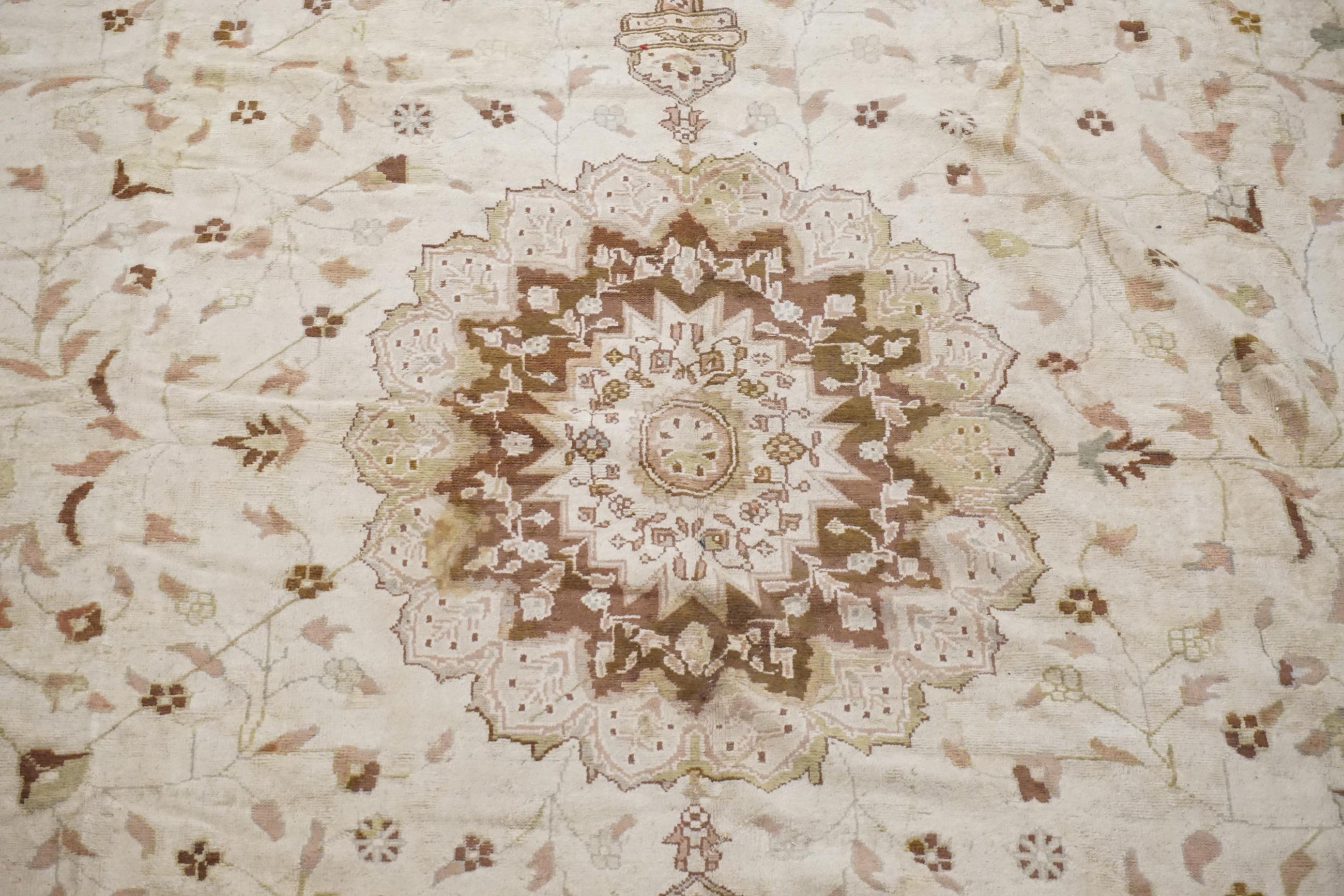 Agra Beige and Brown Indian Rug, circa 1890 For Sale