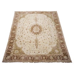 Antique Beige and Brown Indian Rug, circa 1890