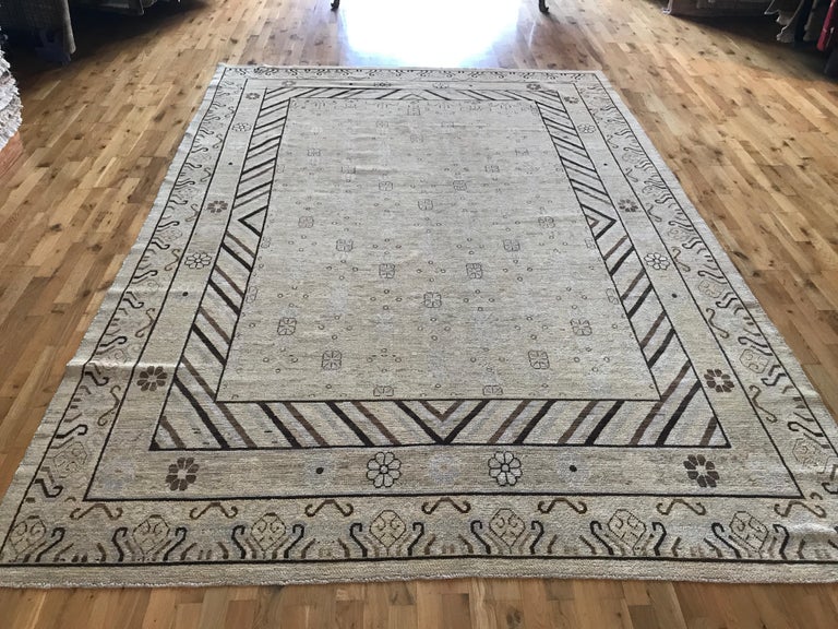 Beige and Brown Khotan Style Area Rug For Sale at 1stDibs