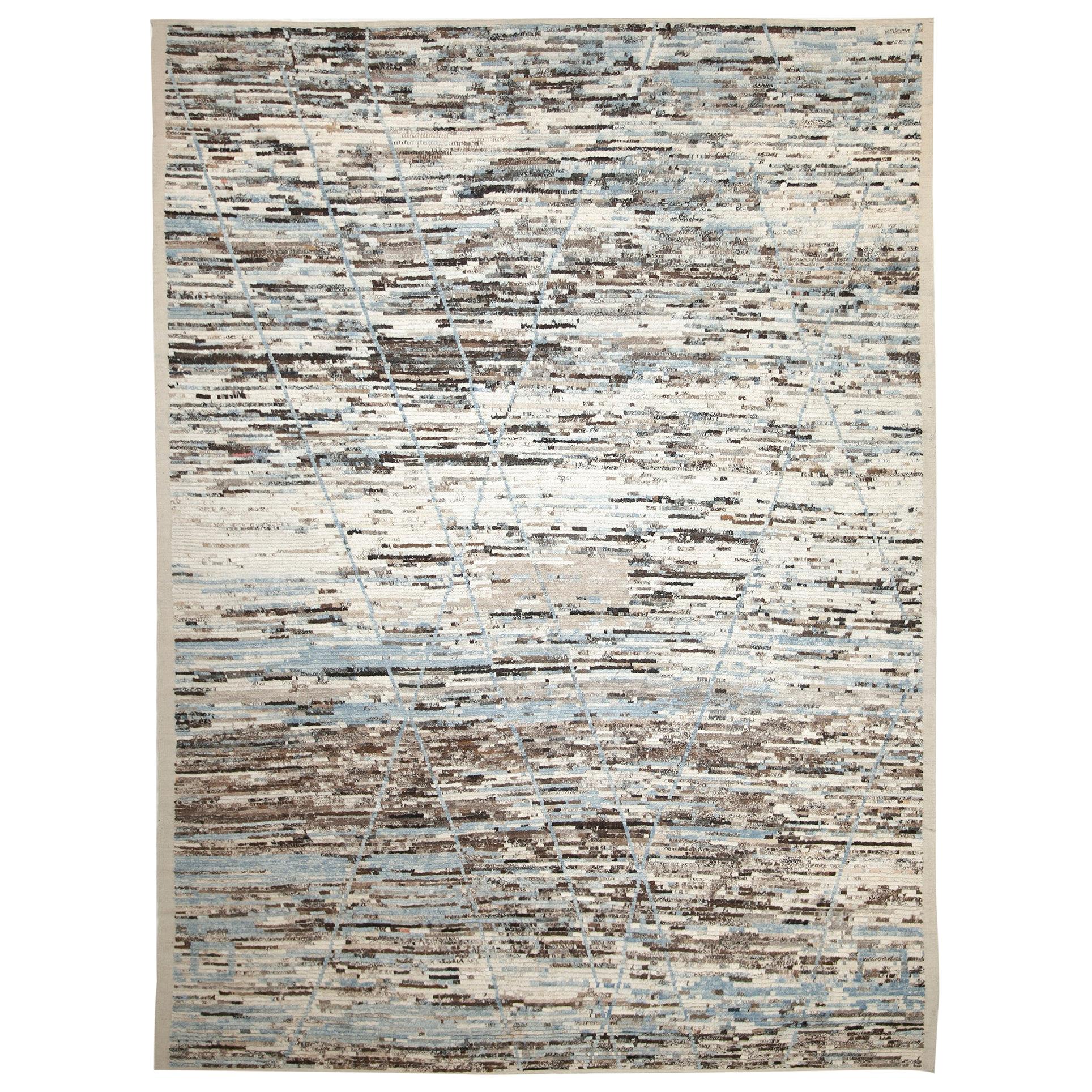 Nazmiyal Collection Beige Modern Moroccan Style Rug. 10 ft 5 in x 13 ft 7 in