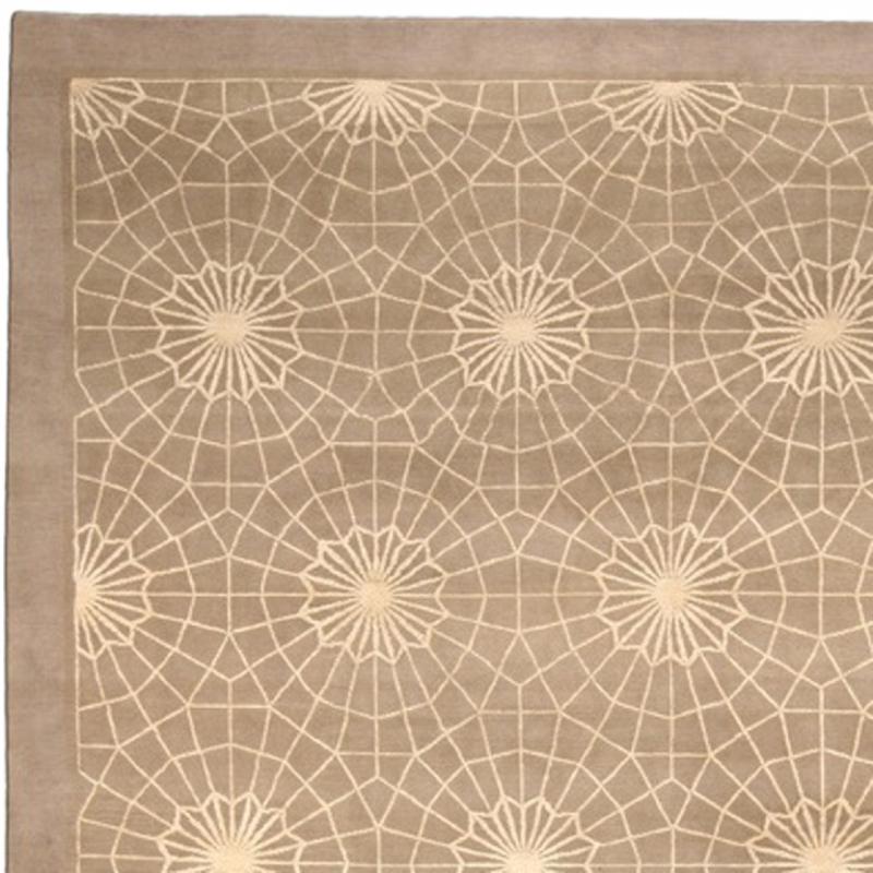 Alfombra de tela de araña beige y marrón Hecho a mano en venta